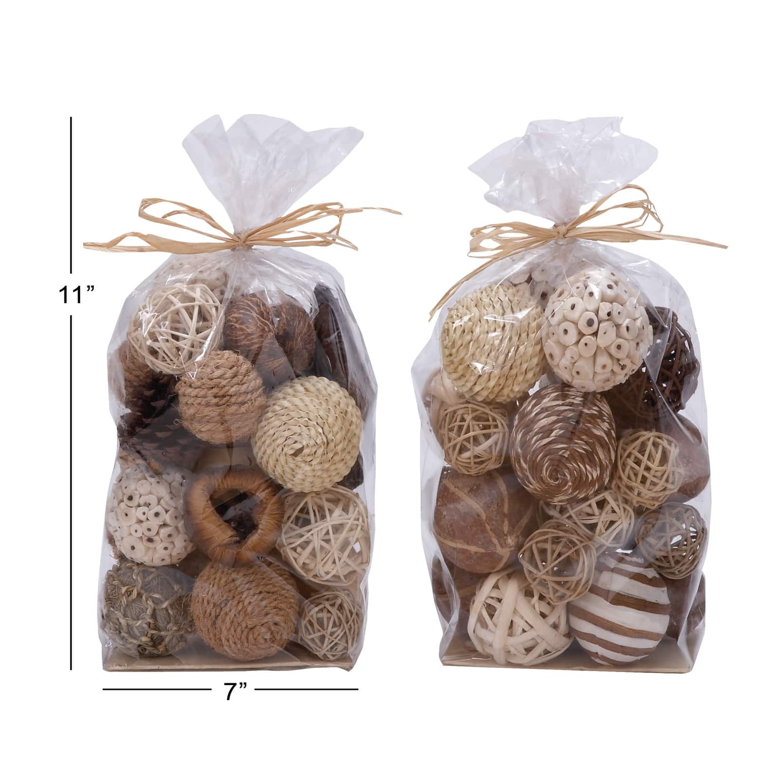 Natural Brown Dried Floral & Rope Orb Vase Filler, 2ct.