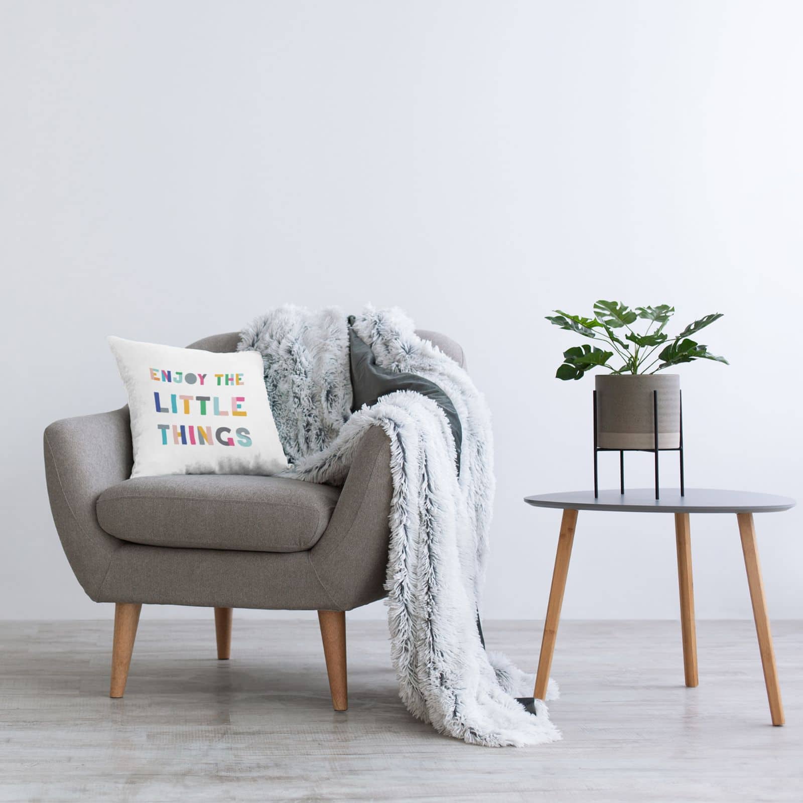 Stupell Industries Enjoy Little Things Kids' Motivational Phrase Block Typography Throw Pillow 18" x 18"