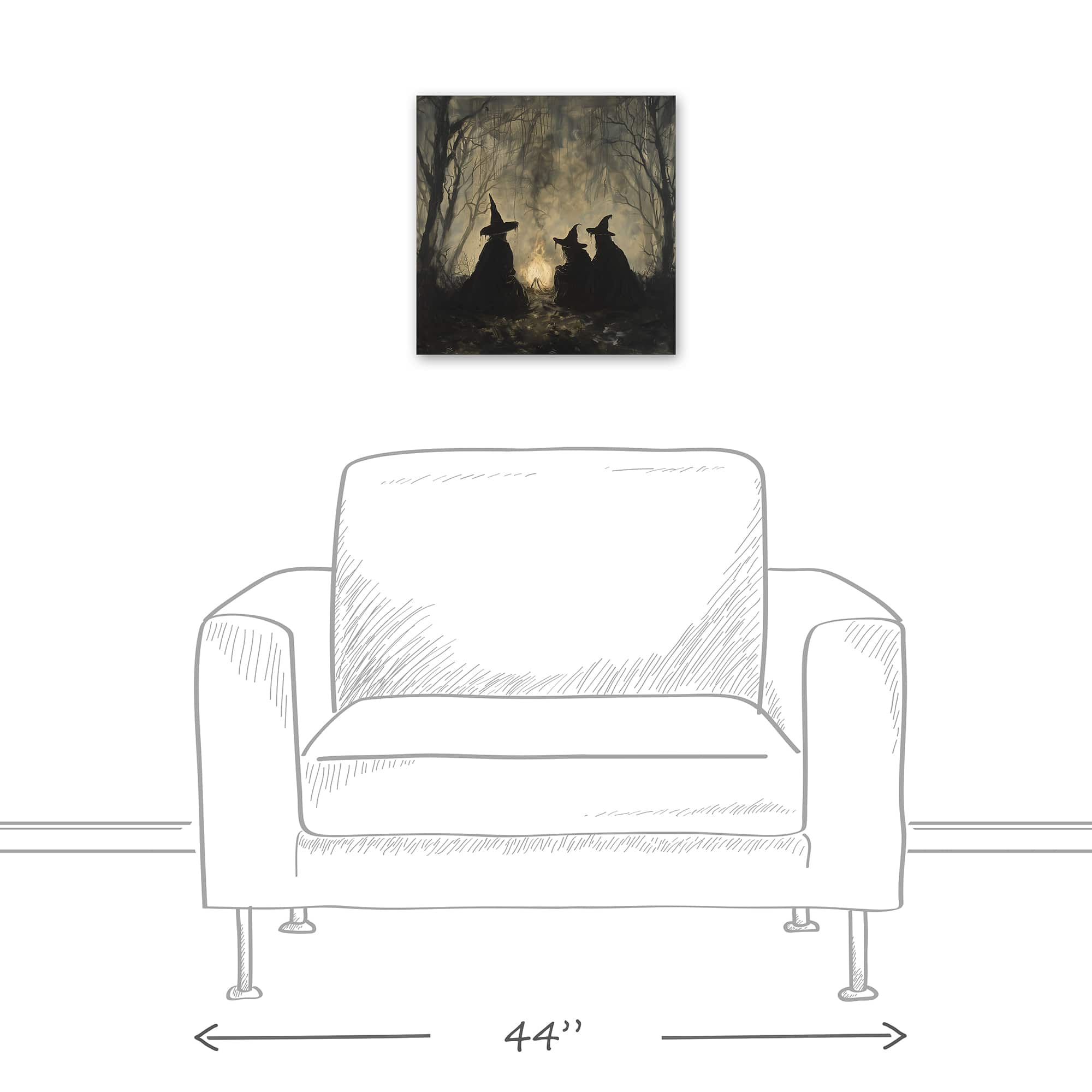 Spooky Witches Circle 16" x 16" Canvas Wall Art