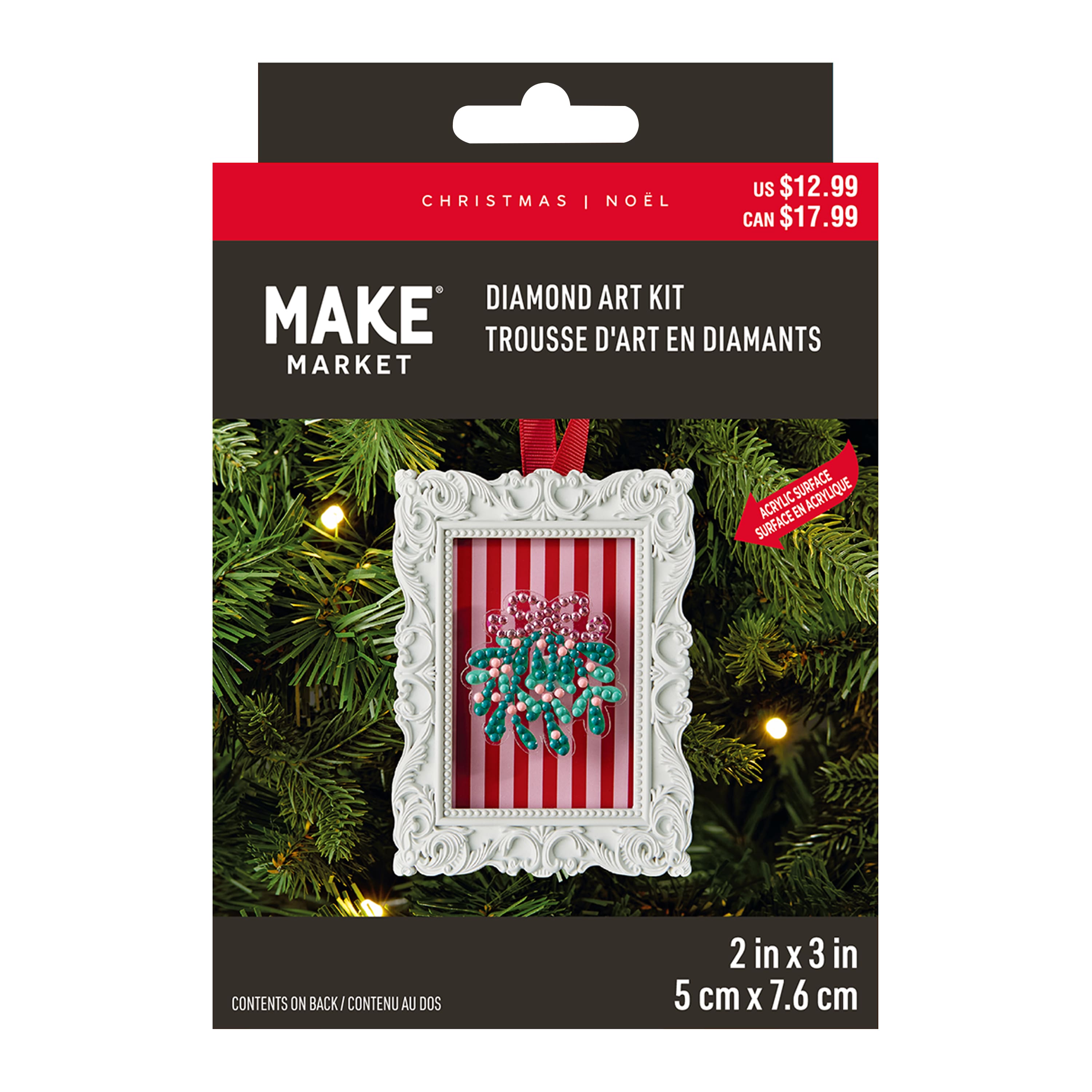 2" x 3" Framed Mistletoe Ornament Diamond Art Kit by Make Market®