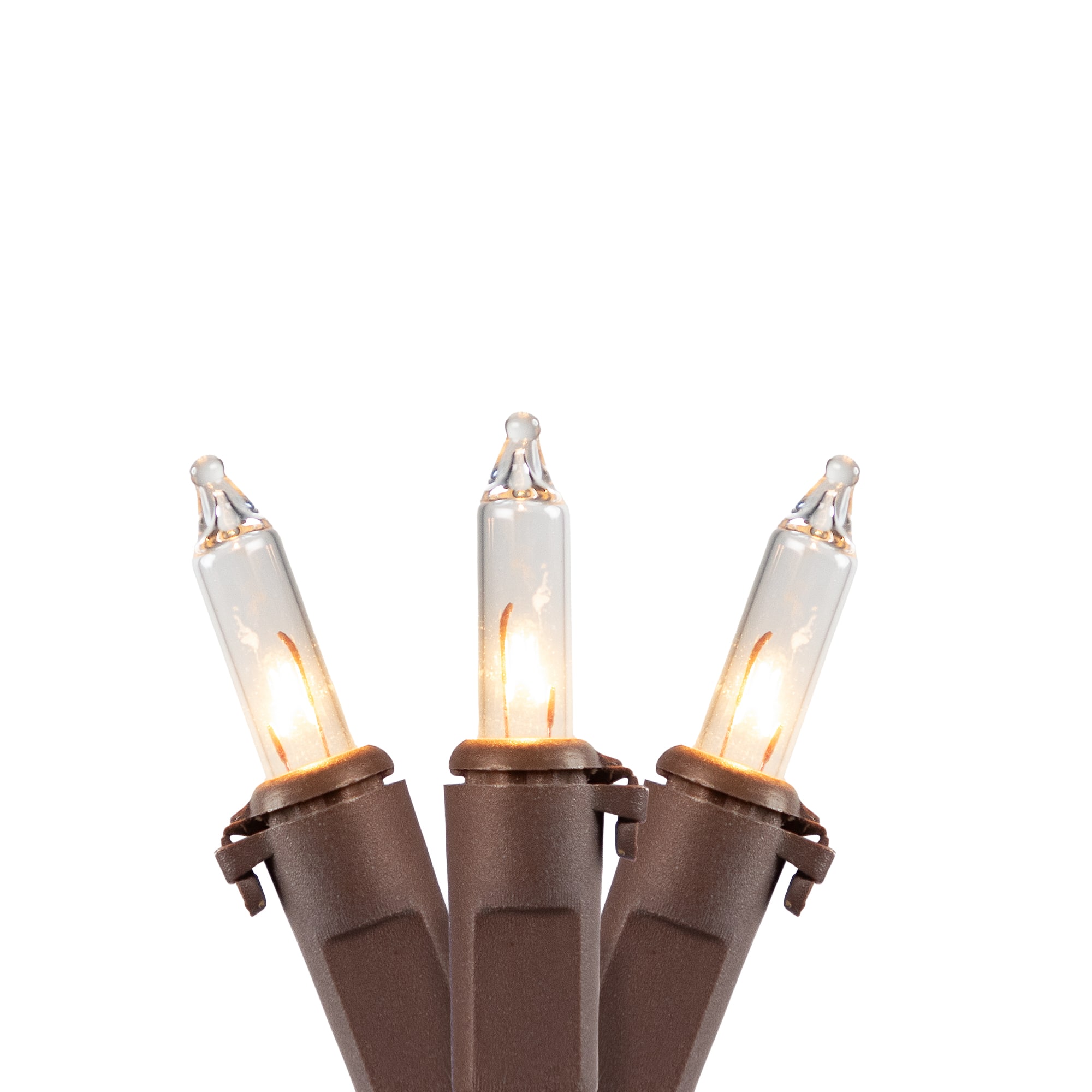 100ct. Clear Mini Christmas Light Set With Brown Wire