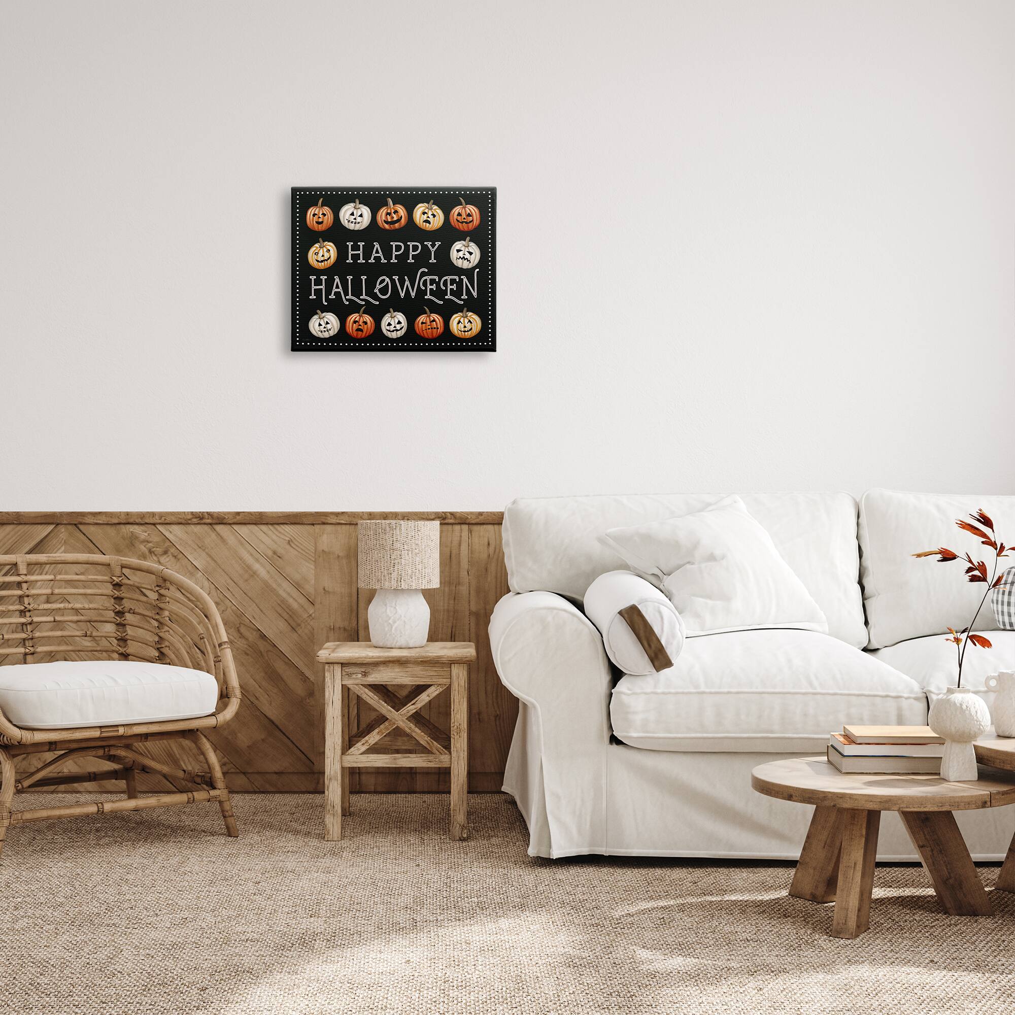Stupell Industries Happy Halloween Jack-o-Lanterns Canvas Wall Art