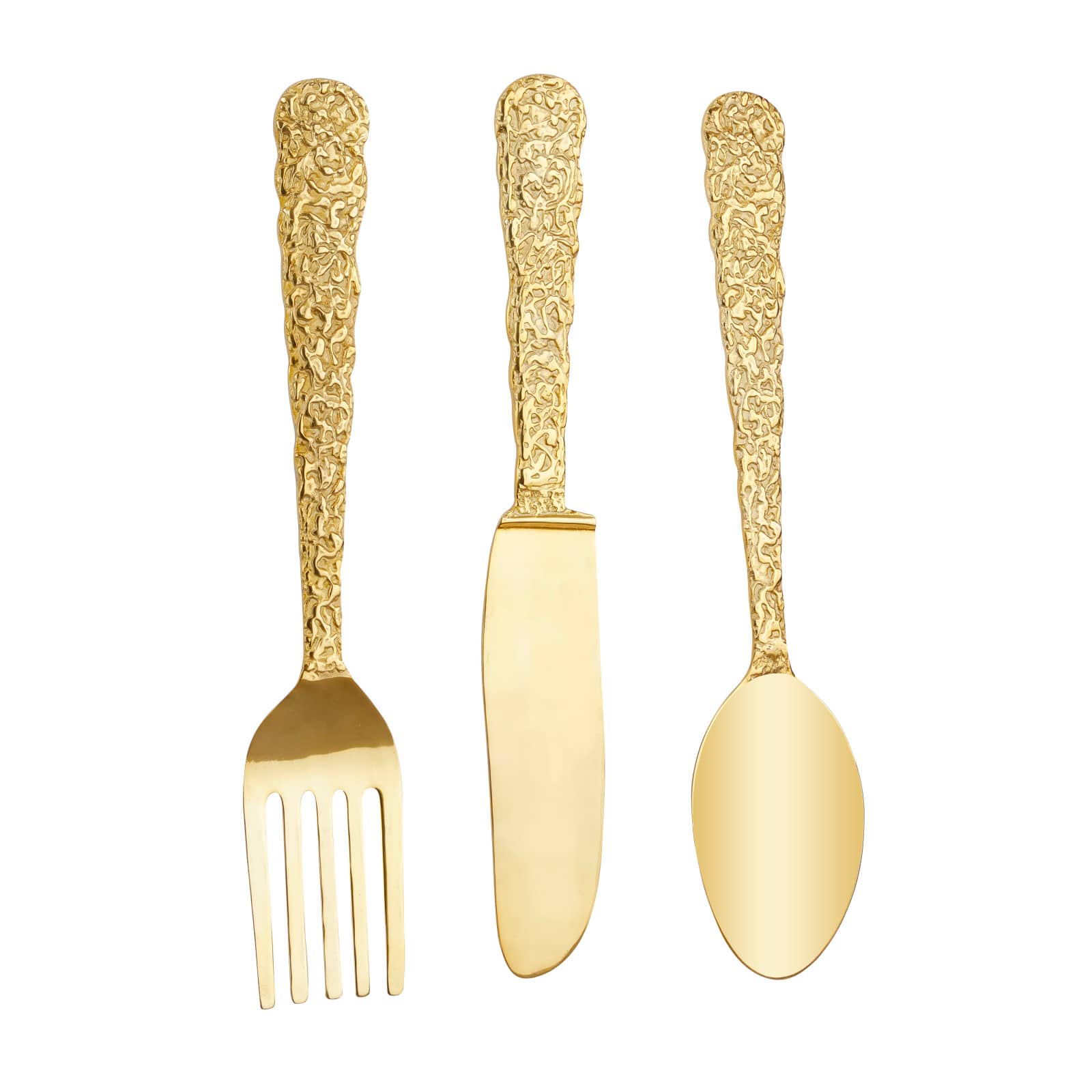 Set of 3 Gold Aluminum Glam Wall Decor, 5" x 33"
