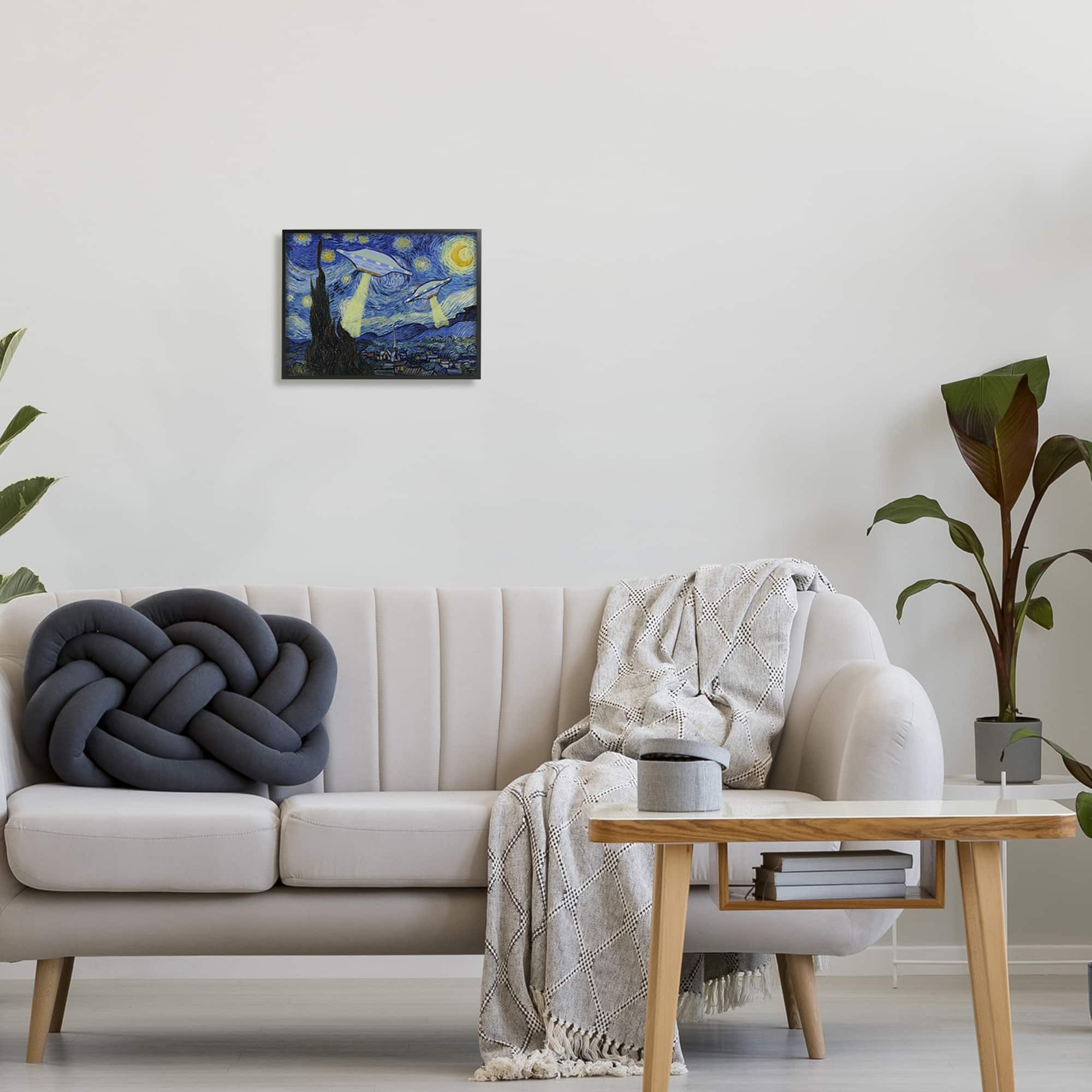 Stupell Industries Starry Night Classic Alien UFOs Framed Giclee Art