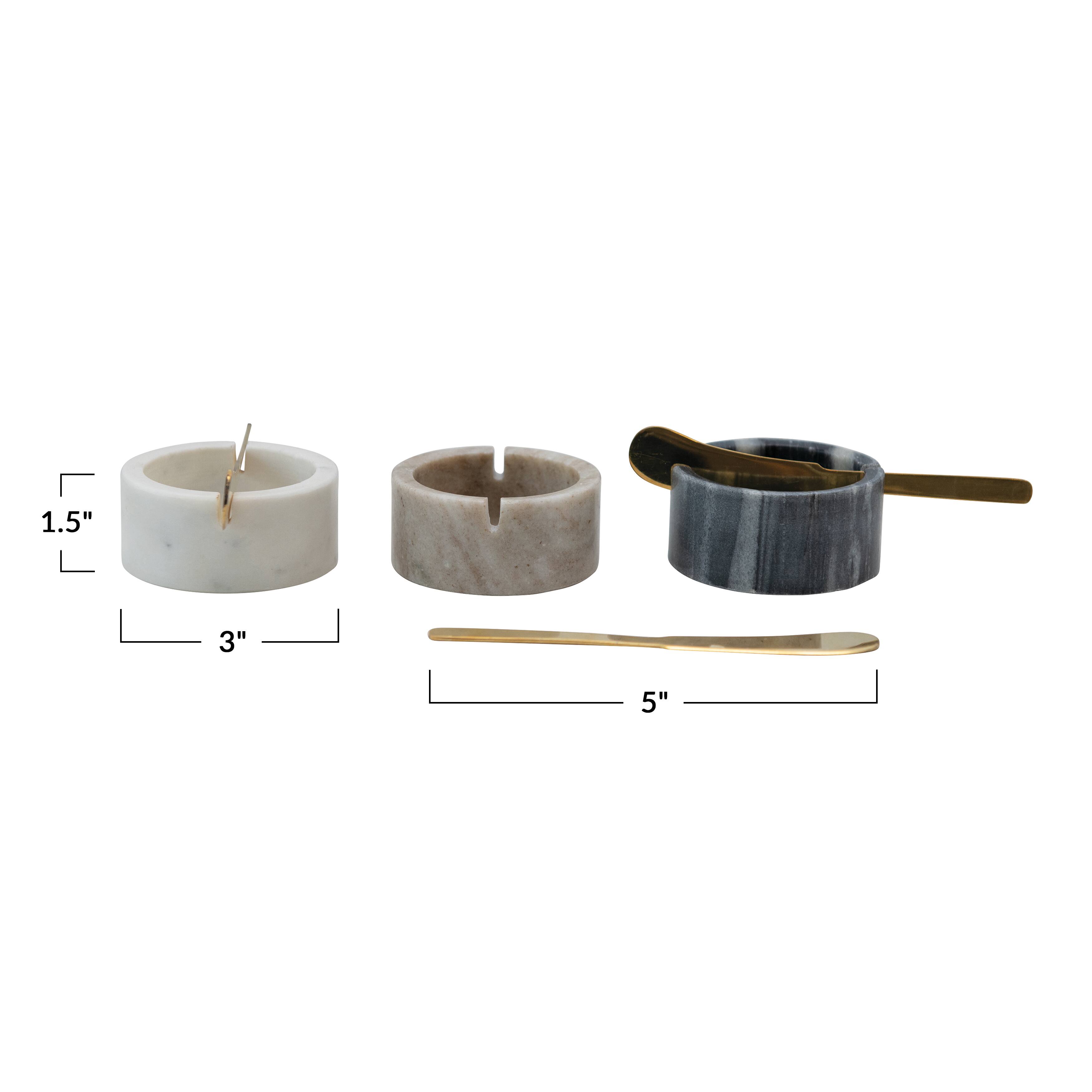 Hello Honey® 1.5" Salt & Pepper Marble Pinch Bowls with Metal Knifes
