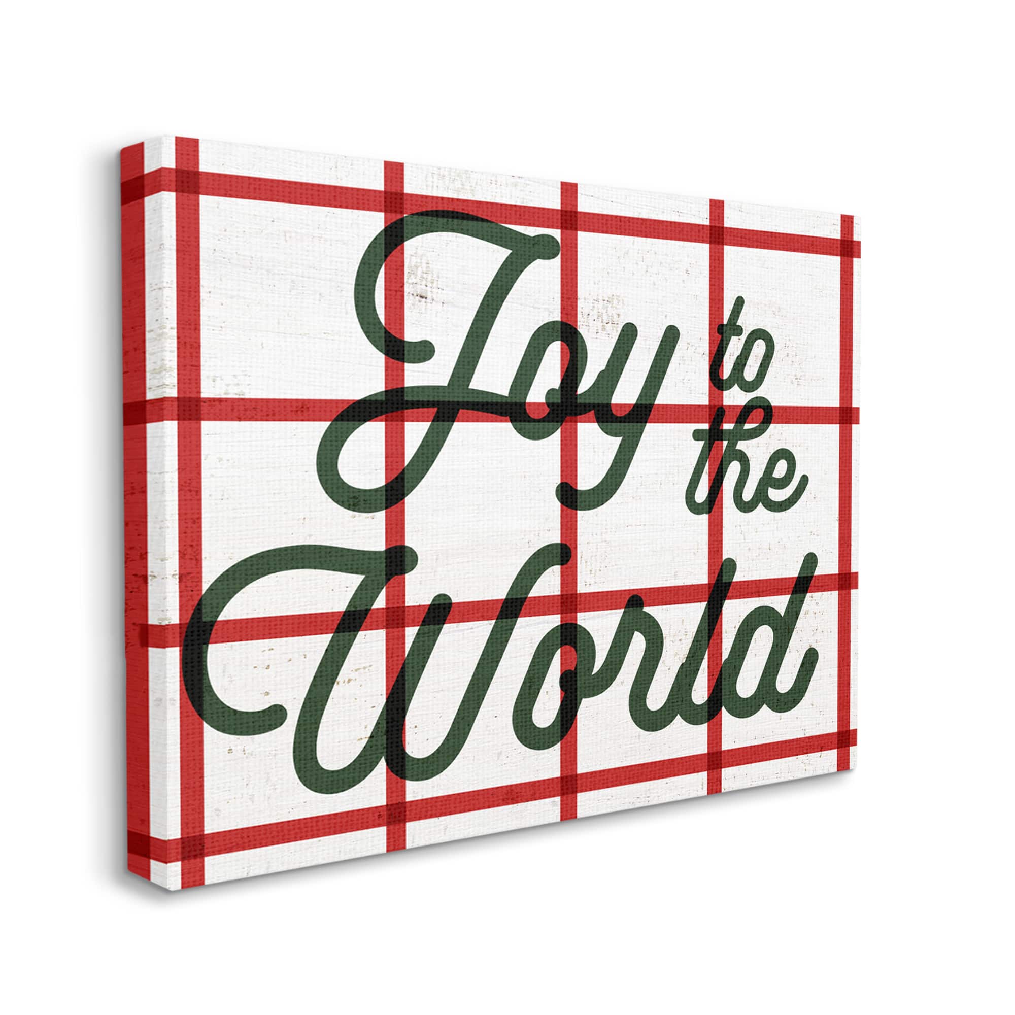 Stupell Industries Joy To The World Tartan Phrase Canvas Wall Art