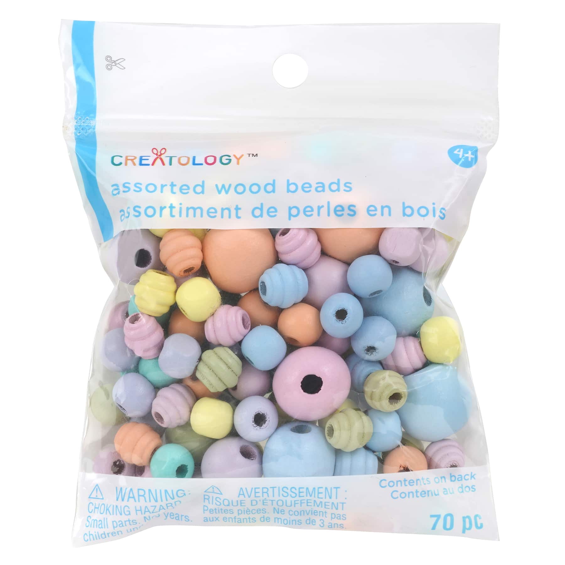 12 Packs: 70 ct. (840 total) Pastel Assorted Wood Beads by Creatology™