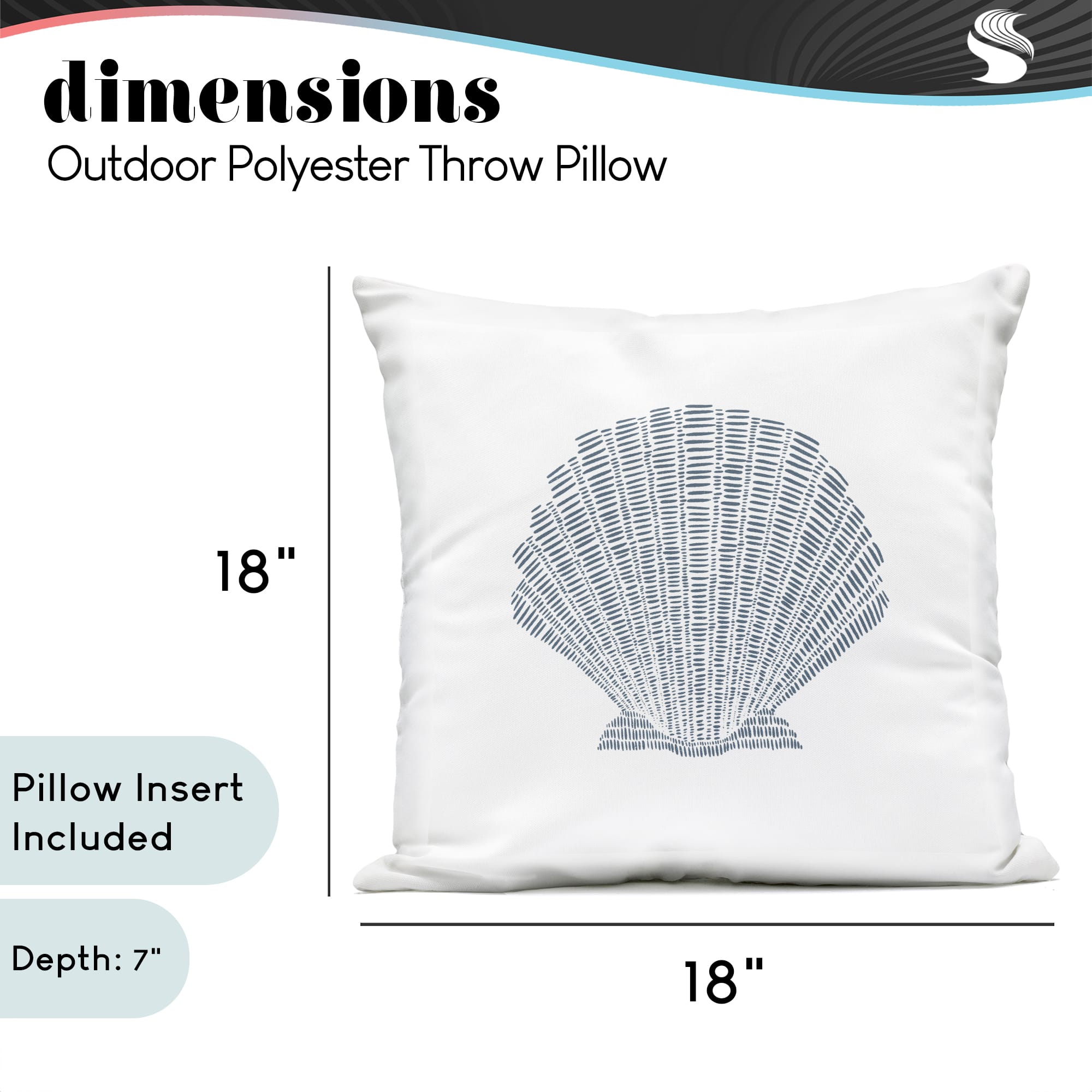 Stupell Industries 18" x 18" Minimal Sea Shell Outdoor Print Throw Pillow