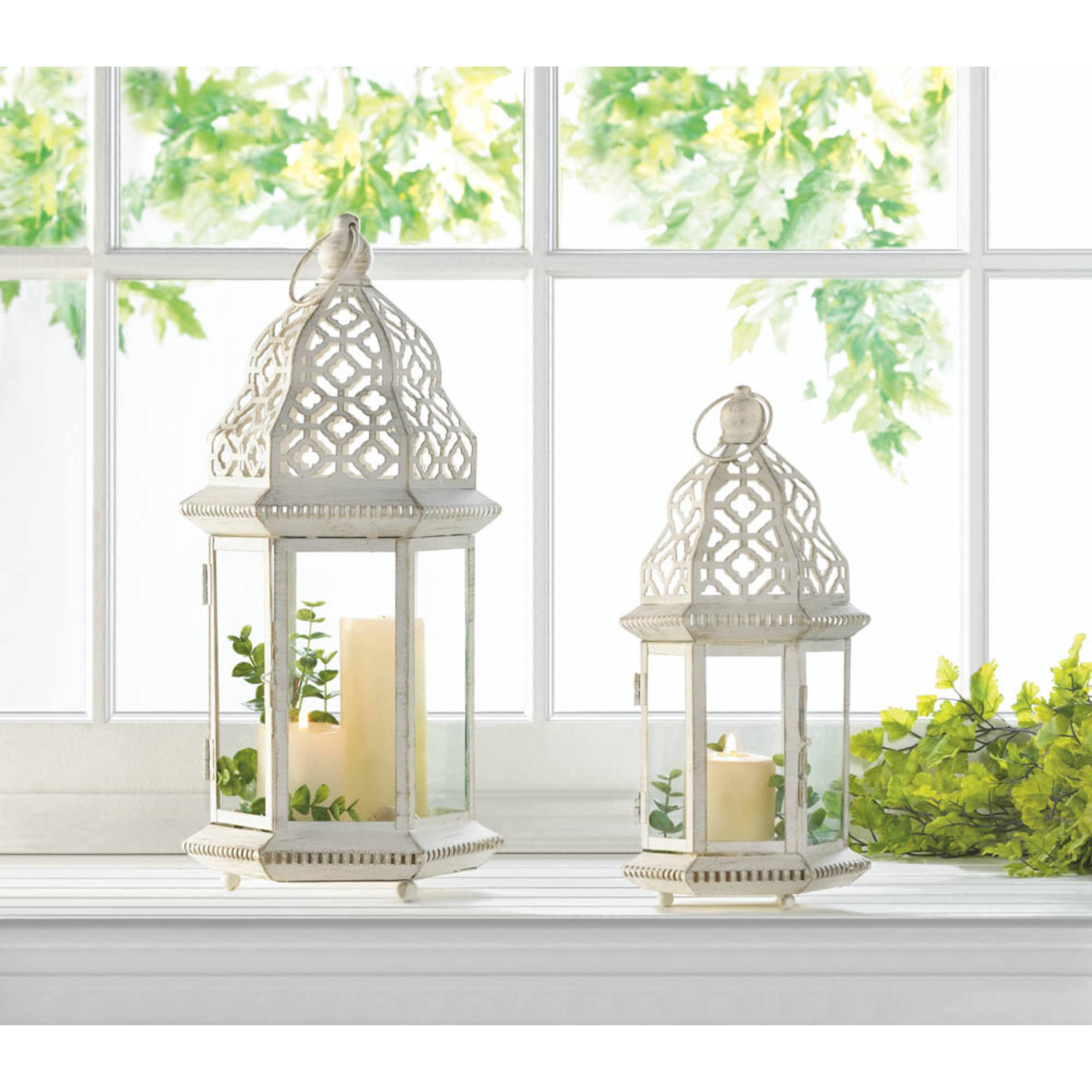 12'' Sublime Distressed White Lantern