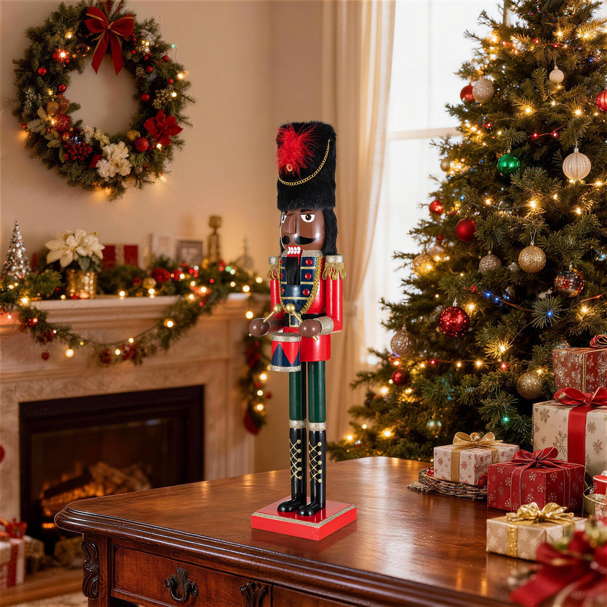 Glitzhome® 24" Wooden Christmas African Soldier Nutcracker