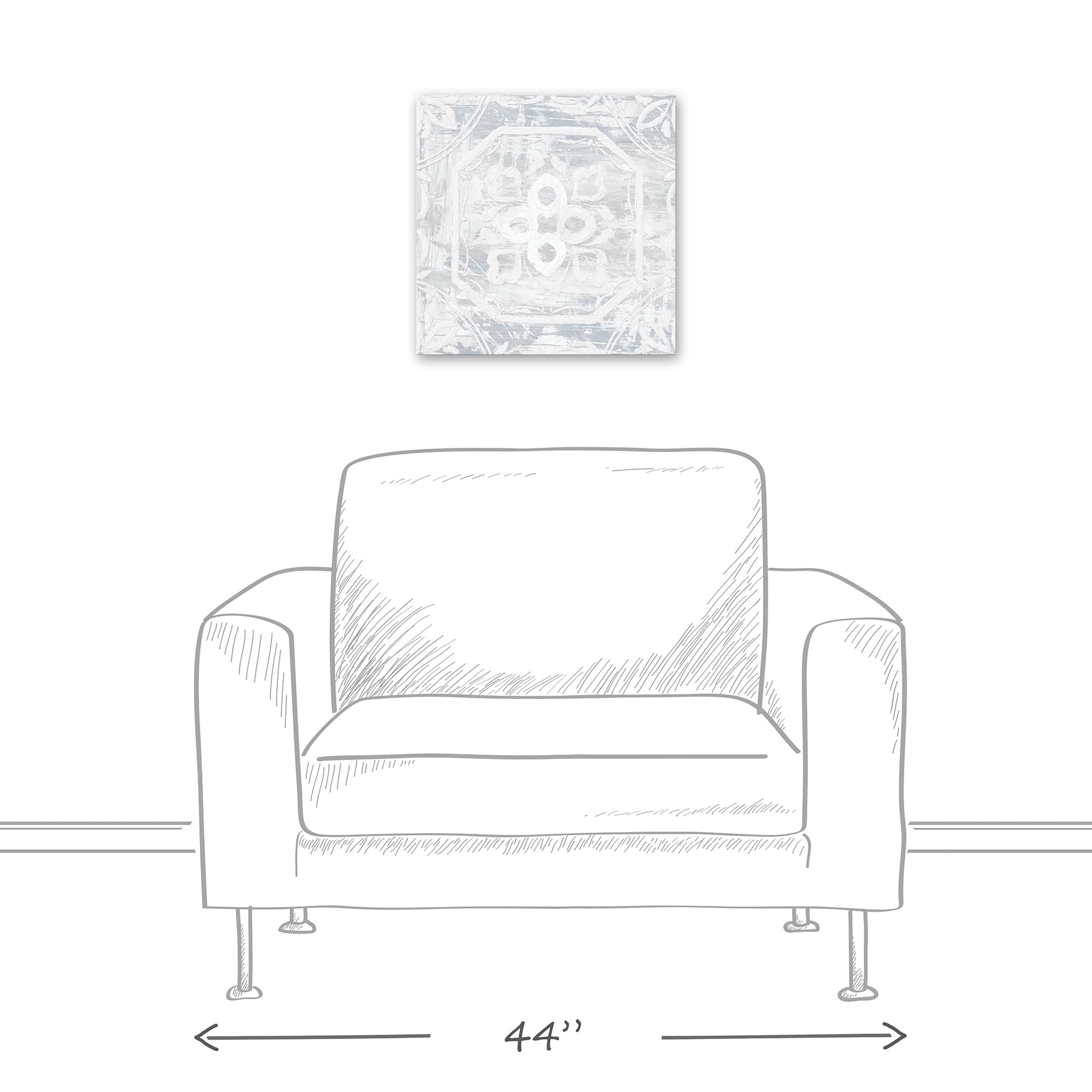White Textured Medallion I 16" x 16" Canvas Wall Art