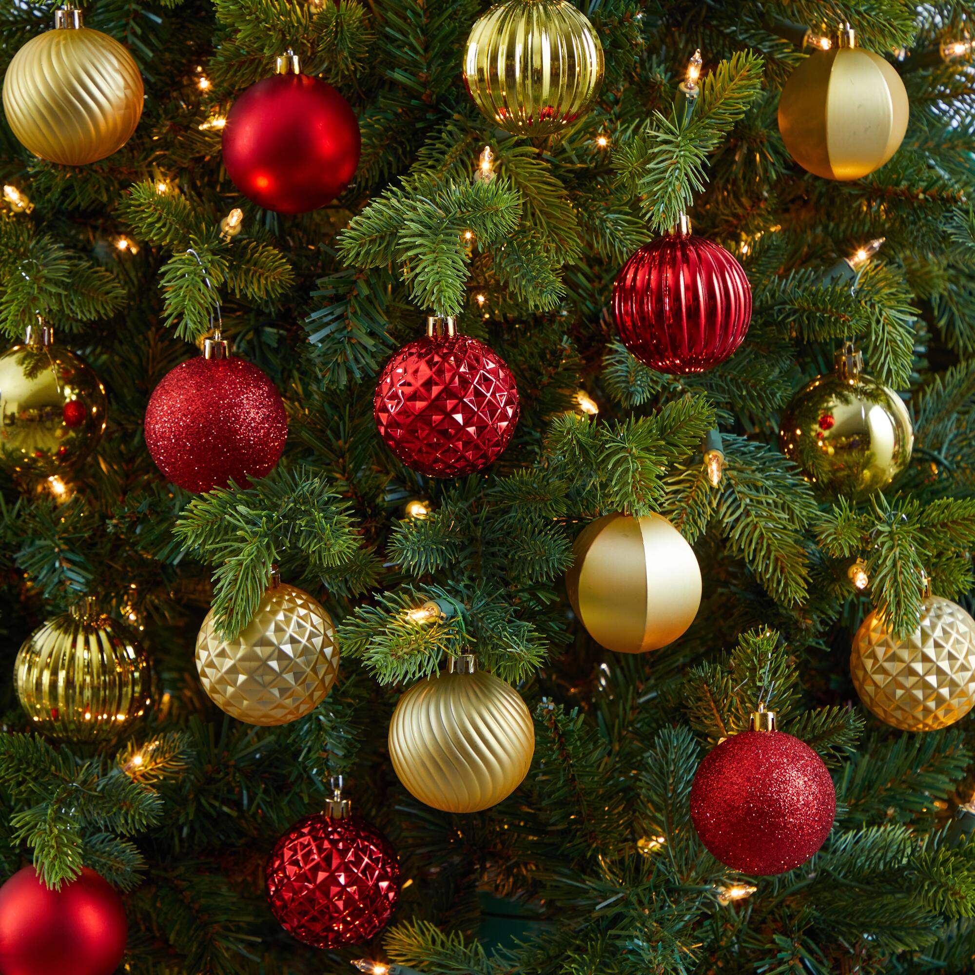 101ct. 2" Red & Gold Shatterproof Ball Ornaments