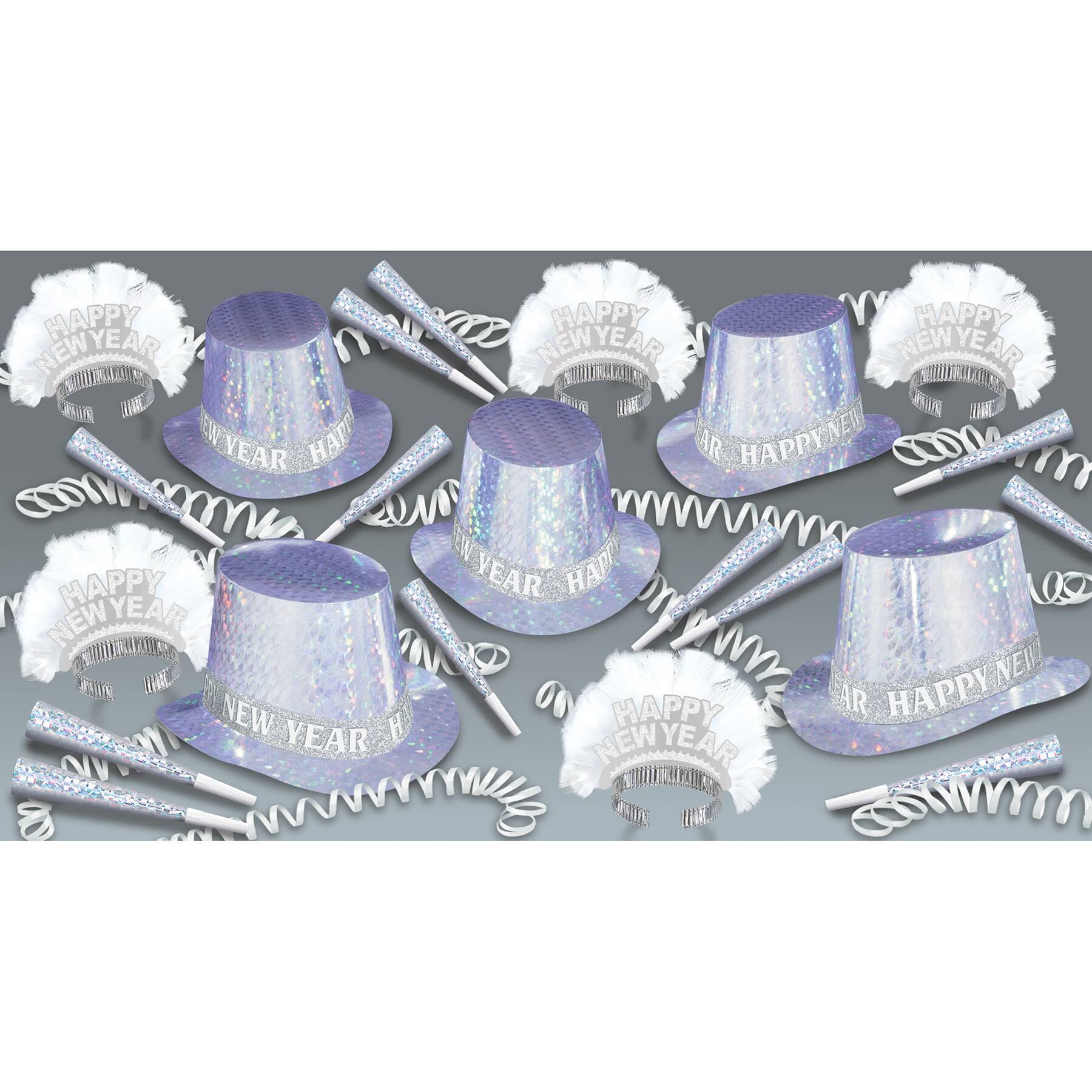 Beistle Blue, White & Silver Diamond Happy New Year Party Favor Kit for 50