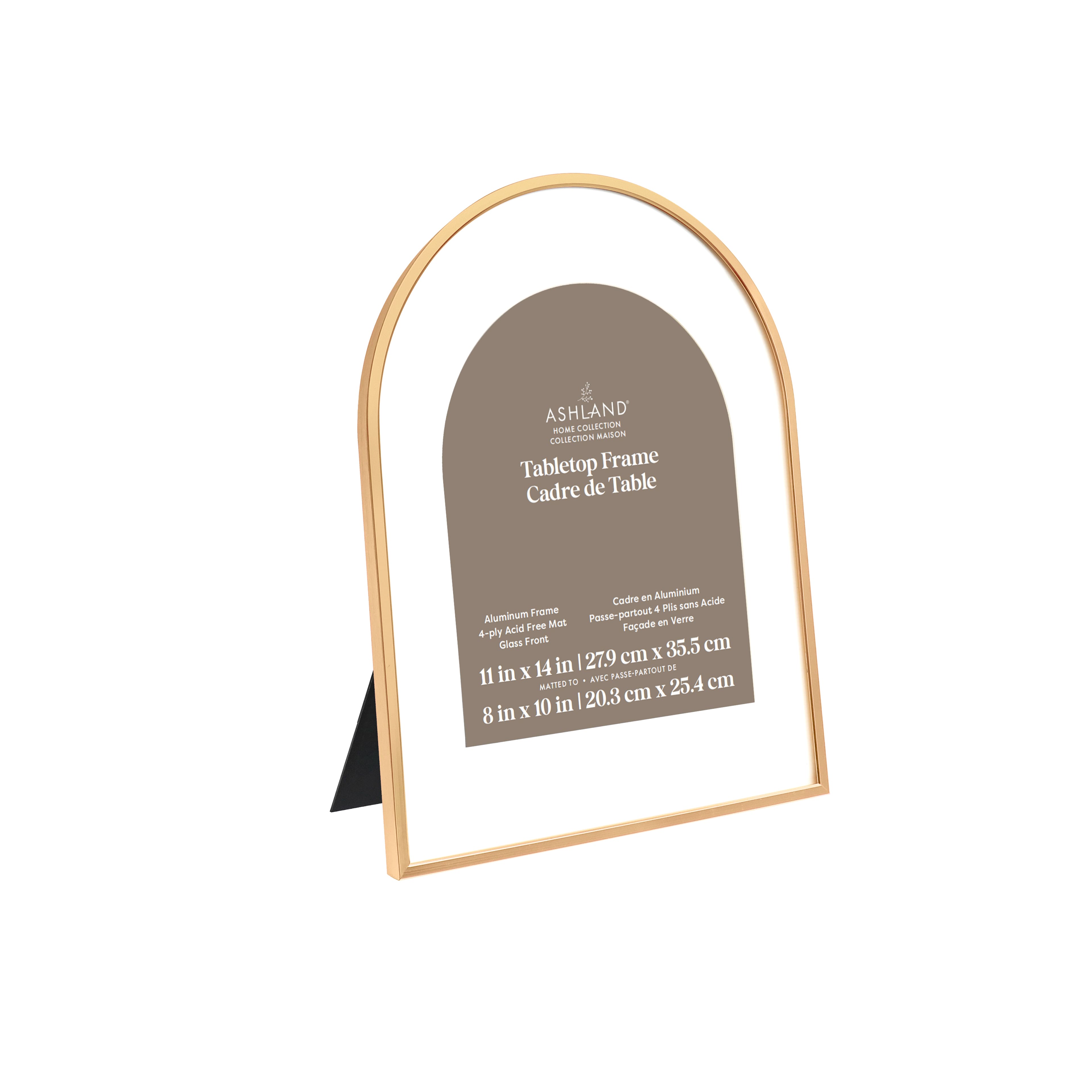 Home 8" x 10" Gold Aluminum Arch Tabletop Frame with Mat by Ashland®
