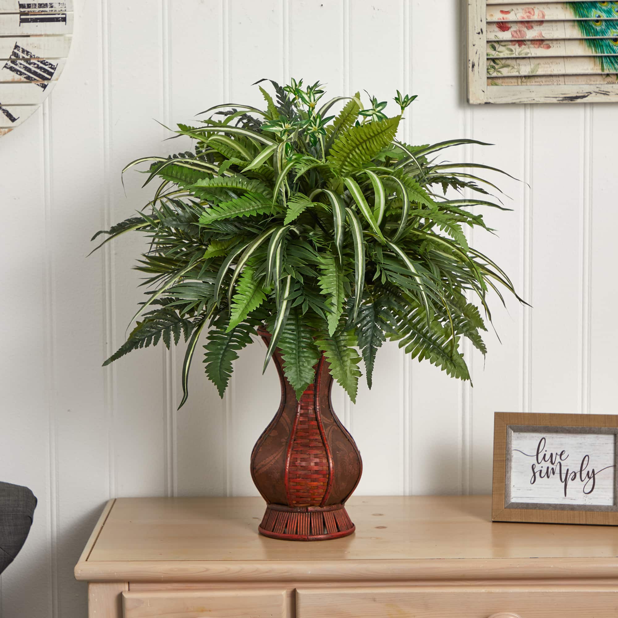 2ft. Mixed Greens & Fern in Decorative Planter