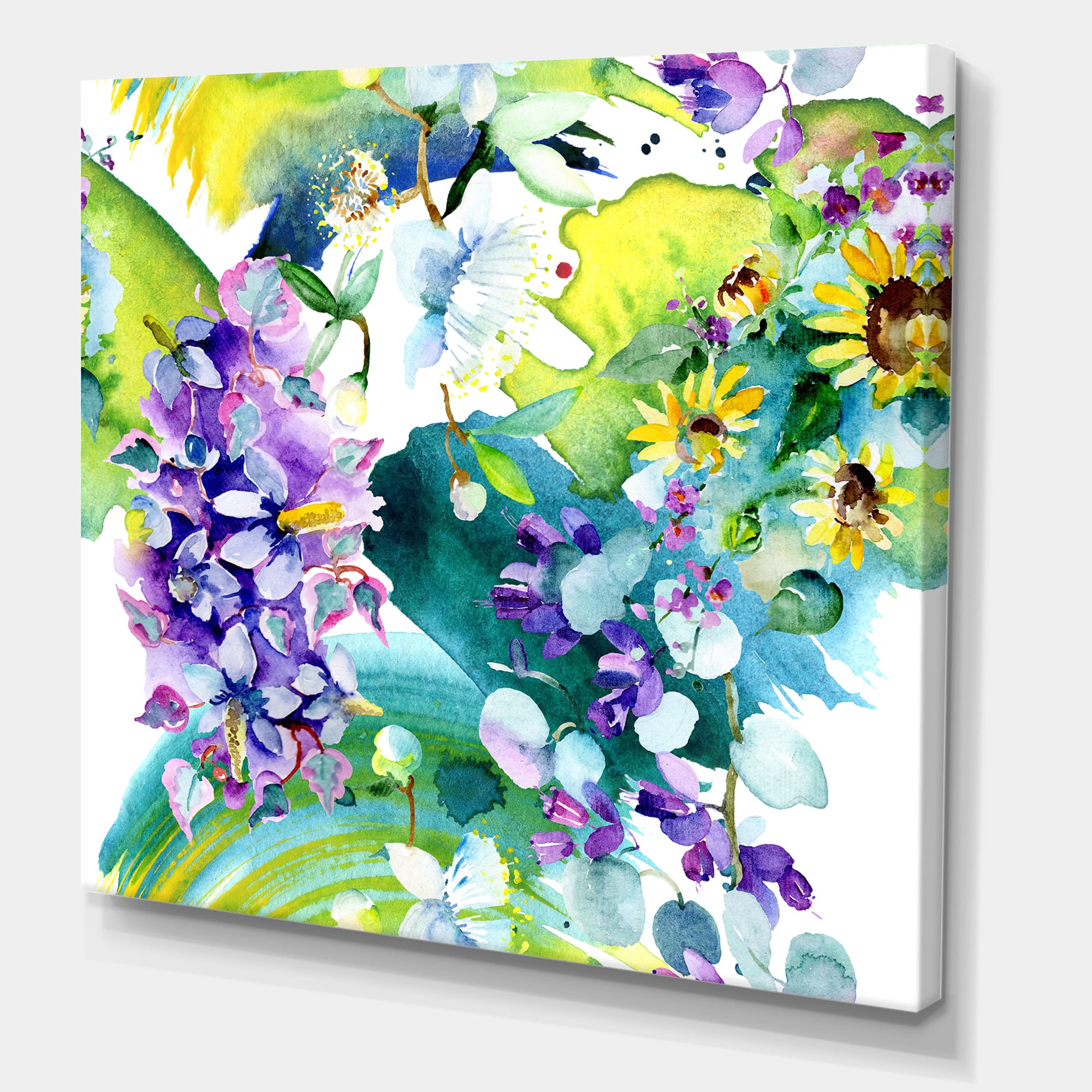 Designart - Bouquet of Wildflowers and Sunflowers - Farmhouse Canvas Wall Art Print