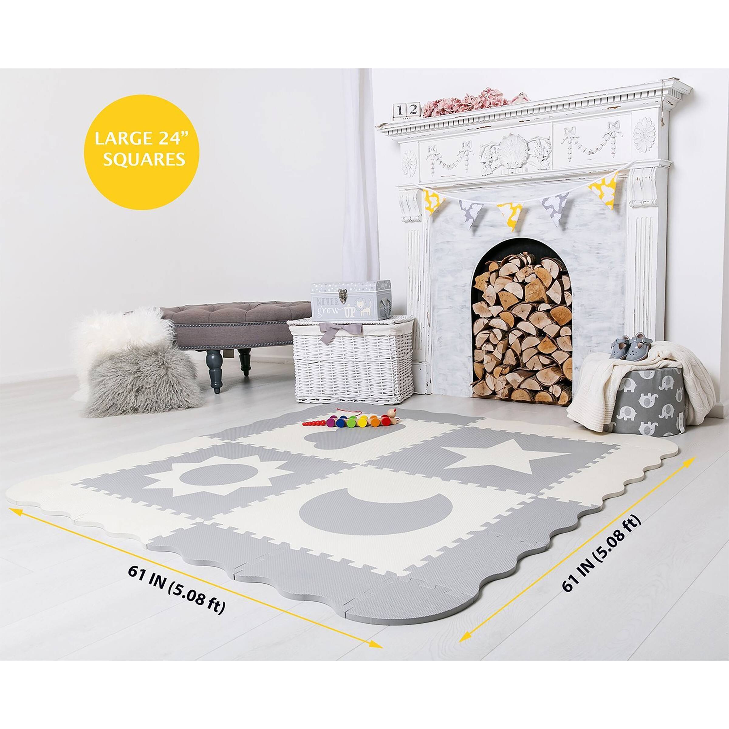 Sorbus 24" Gray & White Interlocking Baby Play Mat