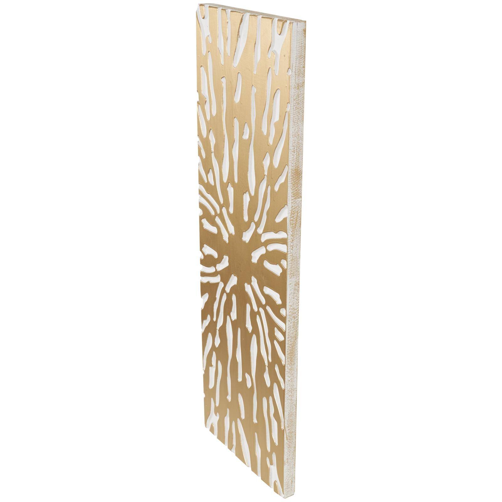 Gold & White Abstract Starburst Carved MDF Wall Décor