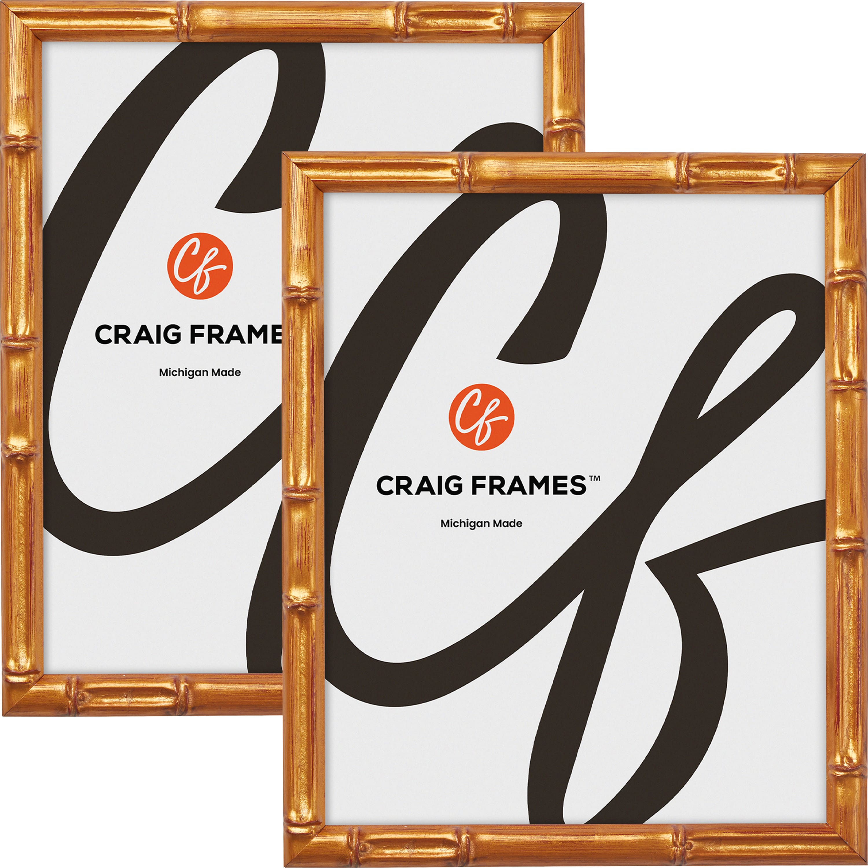 2 Pack Craig Frames Vintage Bamboo Brushed Gold Picture Frame