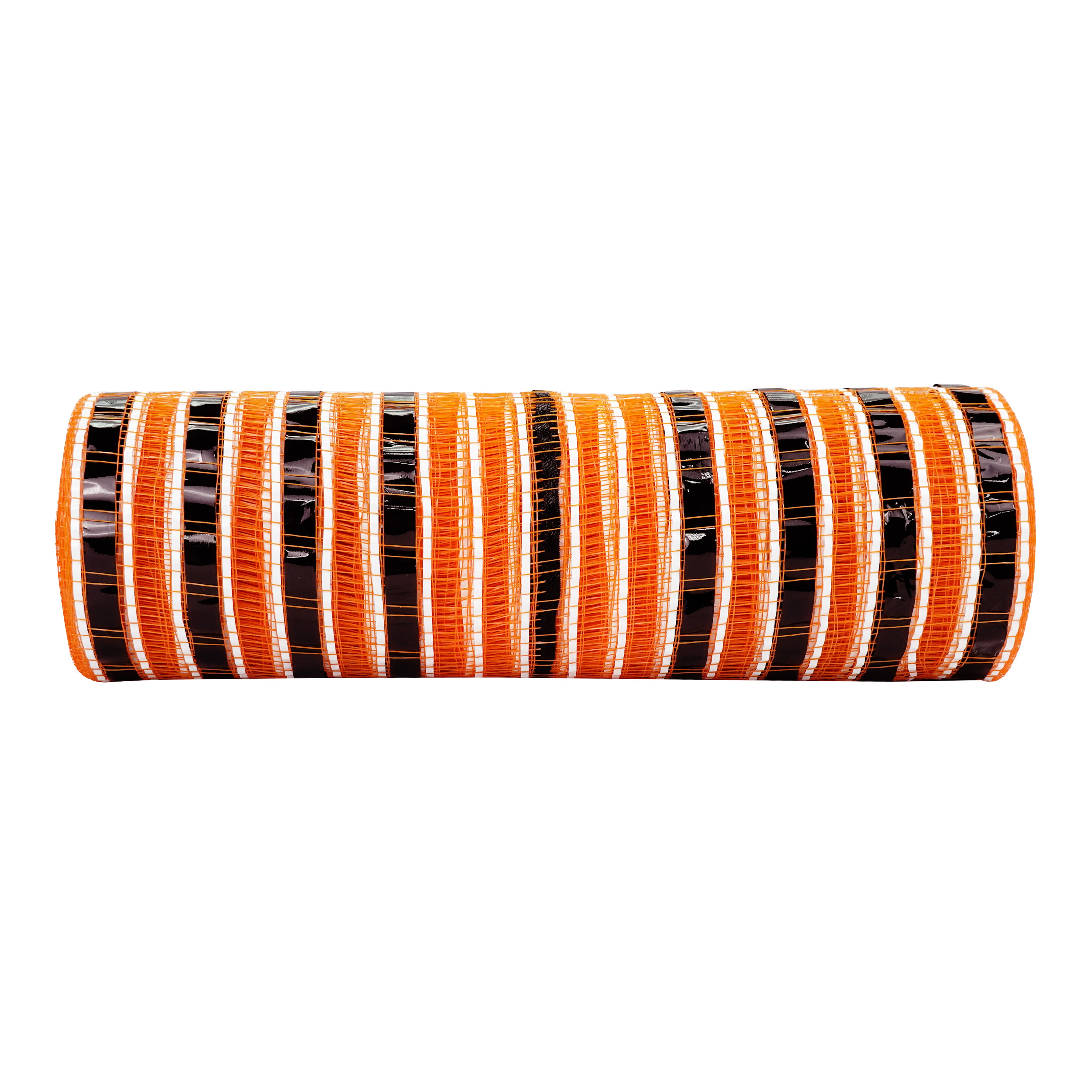 9.5" x 6yd. Orange & Black Stripes Easy Pull Mesh by Celebrate It®
