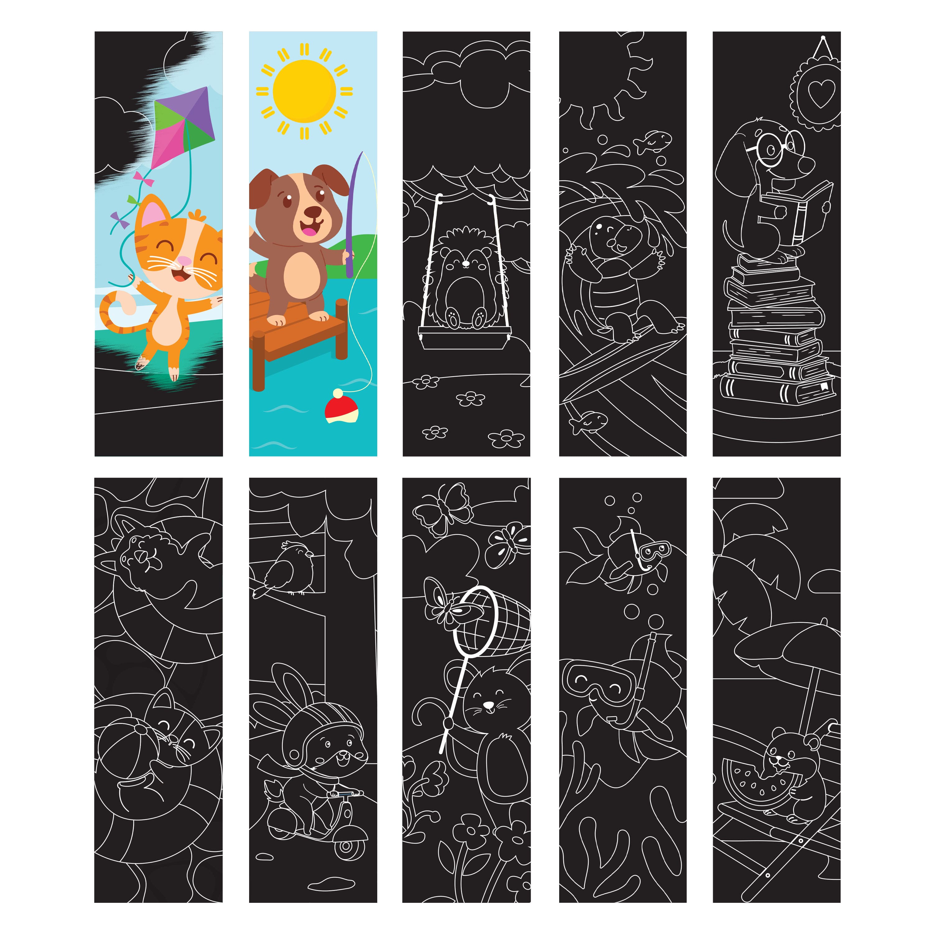 Little Yellow Bicycle® Kitty Kite Bookmark Scratch Art Pad Kit