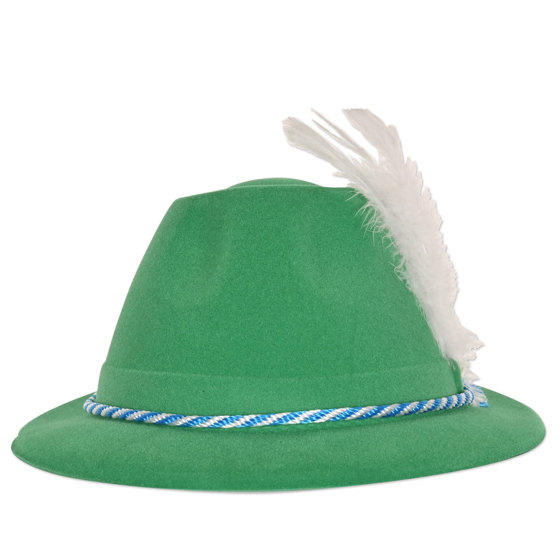 Beistle Green Velour Tyrolean Hats with Feather, 2ct.