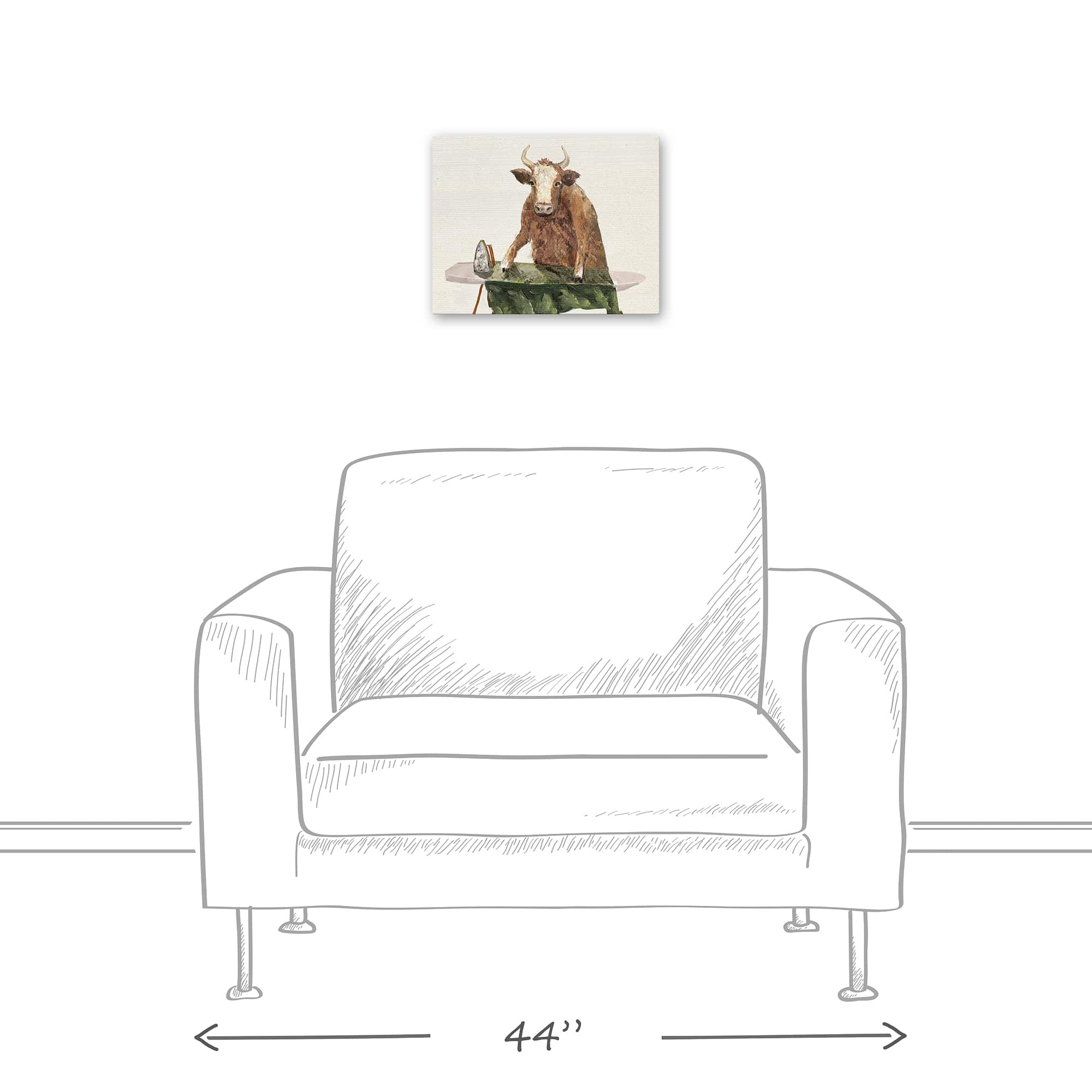 Ironing Cow 14" x 11" Canvas Wall Art