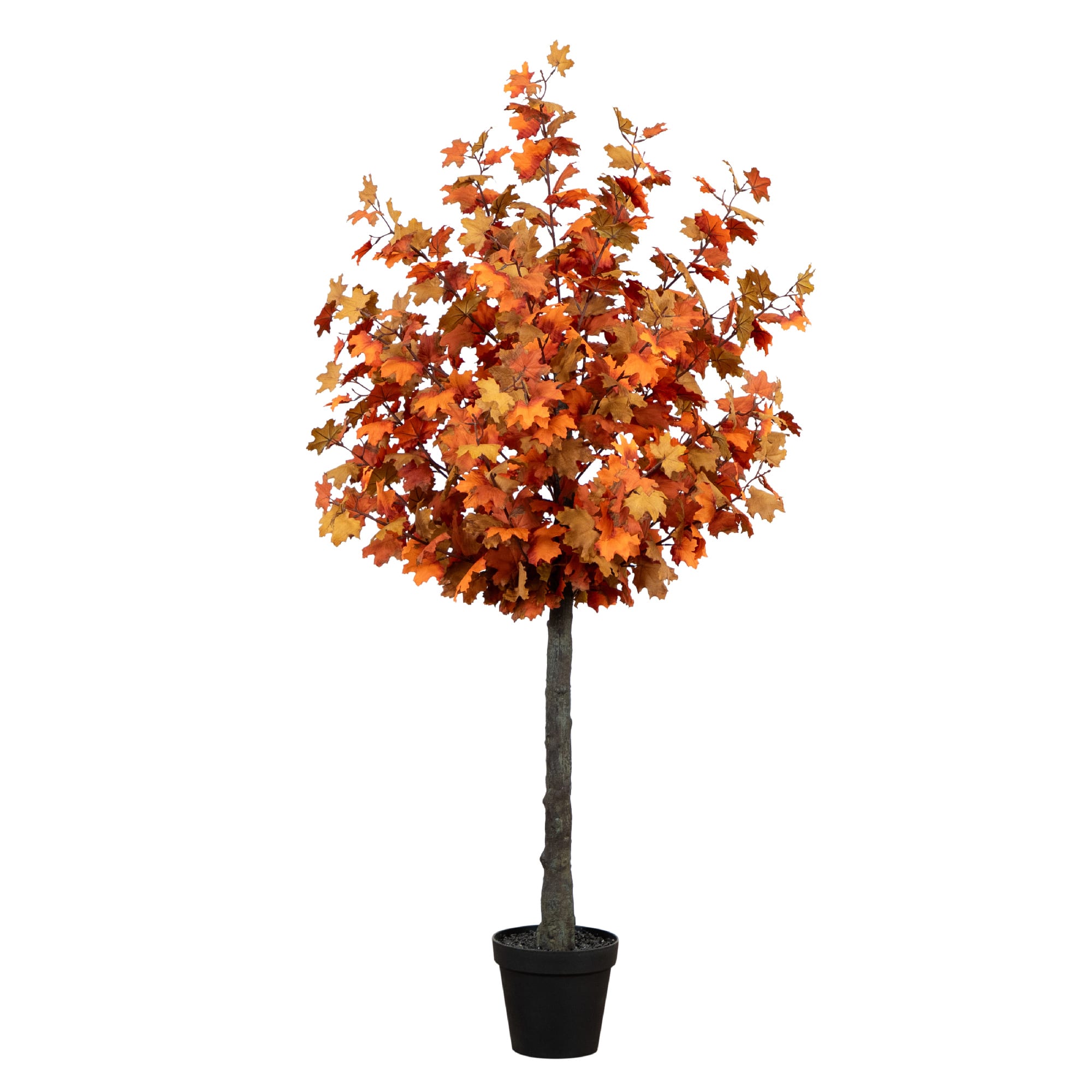 6ft. Deep Orange Autumn Lush Maple Artificial Potted Tree