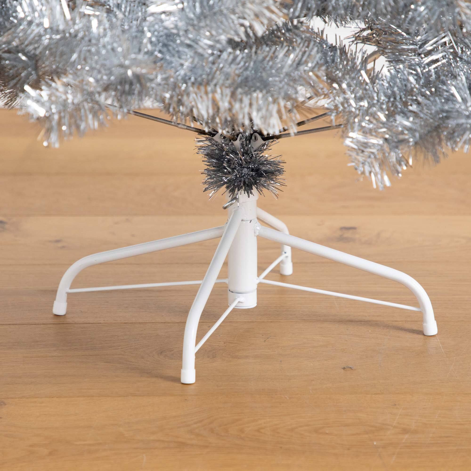 5ft. Unlit Silver Tinsel Santa's Hat Artificial Christmas Tree with Star Topper