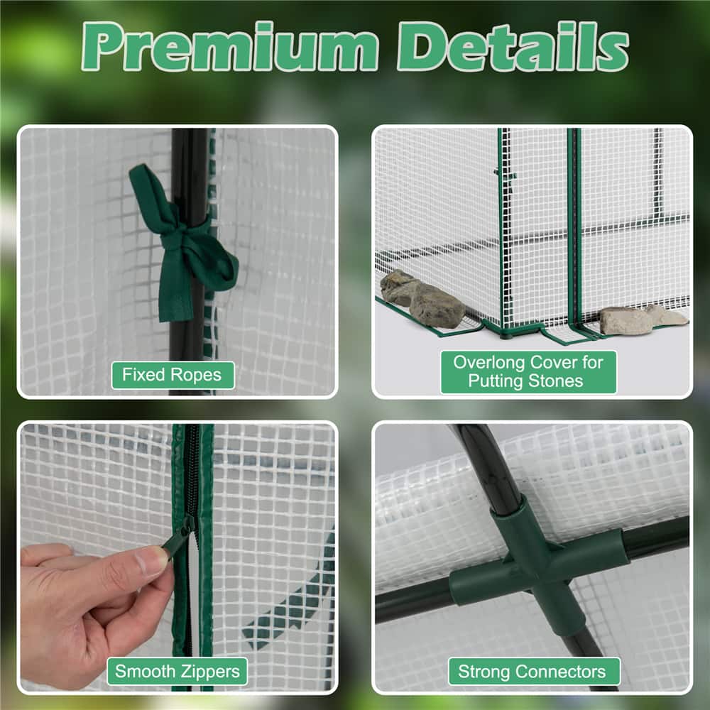 Costway 47" x 24" Portable Mini Greenhouse with 2 Zipper Doors & Ground Stakes