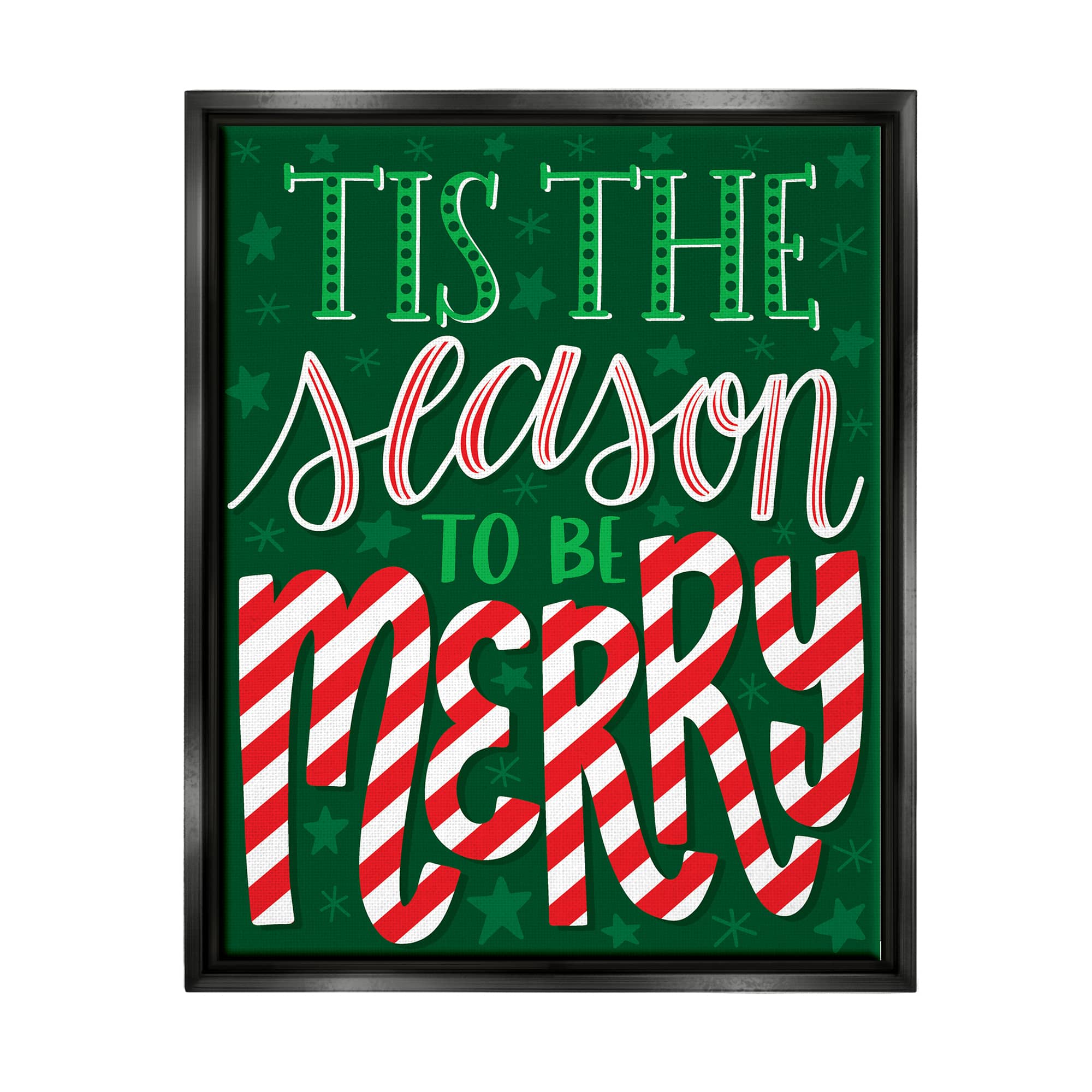 Stupell Industries Tis The Season To Be Merry Patterned FraMedium Floater Canvas Wall Art in Black | 25" x 31" | Michaels&reg;