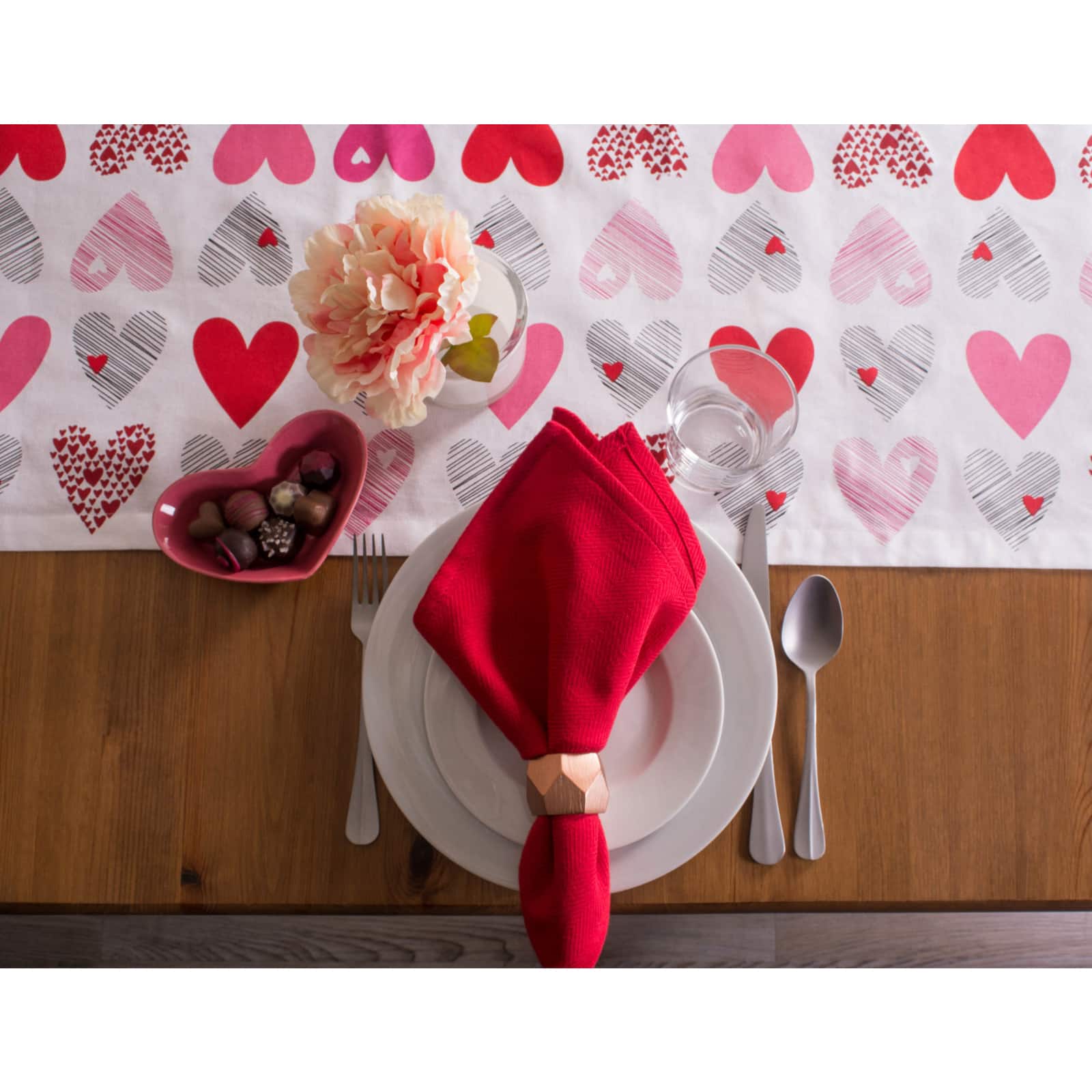 DII® 108" Hearts Collage Print Table Runner