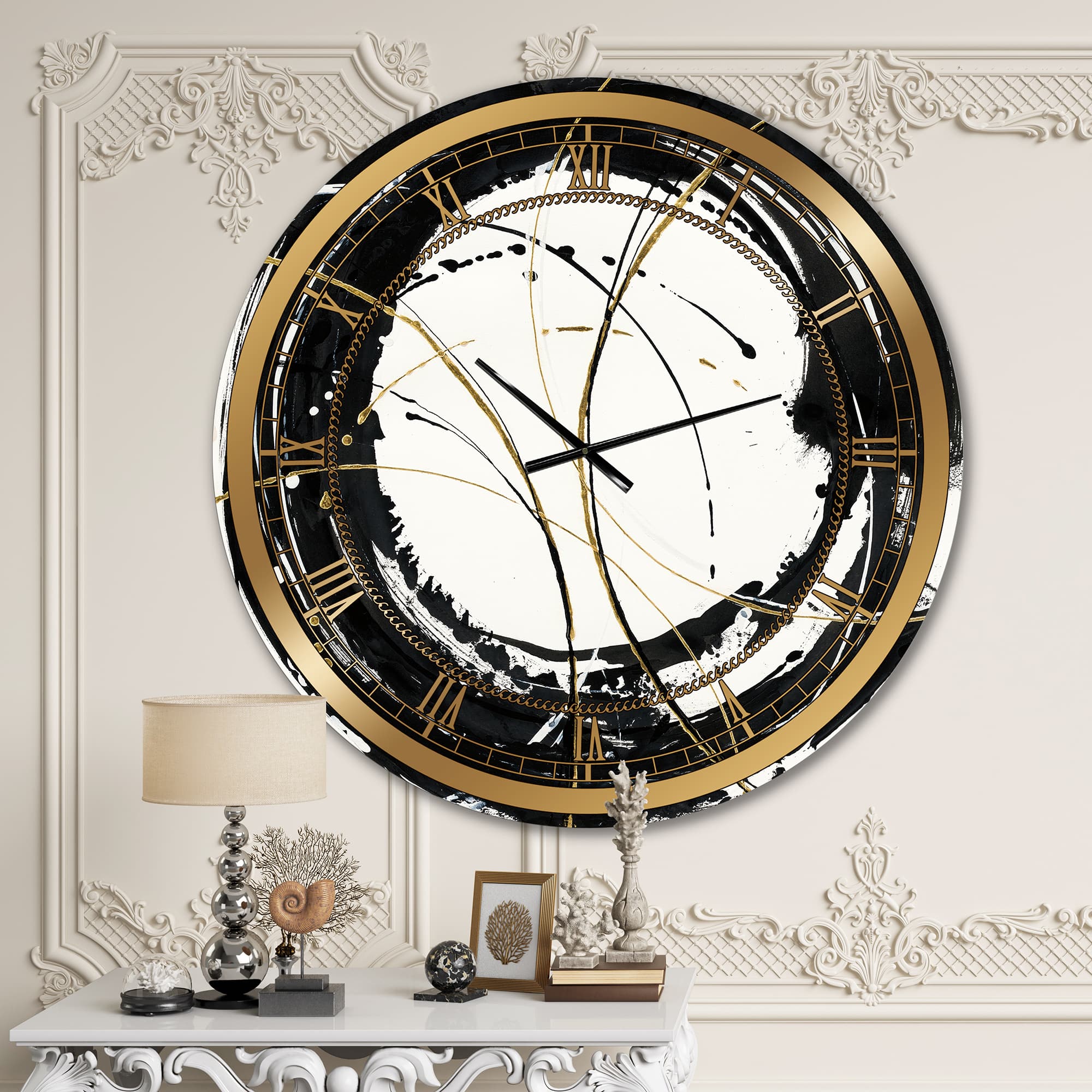 Designart 'Gold Metallic Circle Glam Wall Clock