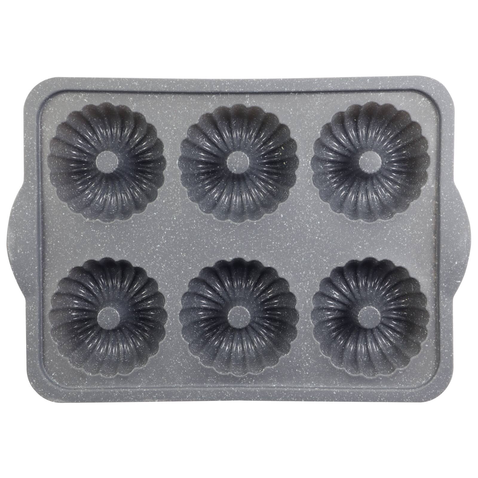 6-Cavity Metal Reinforced Silicone Mini Fluted Cake Pan by Makery®