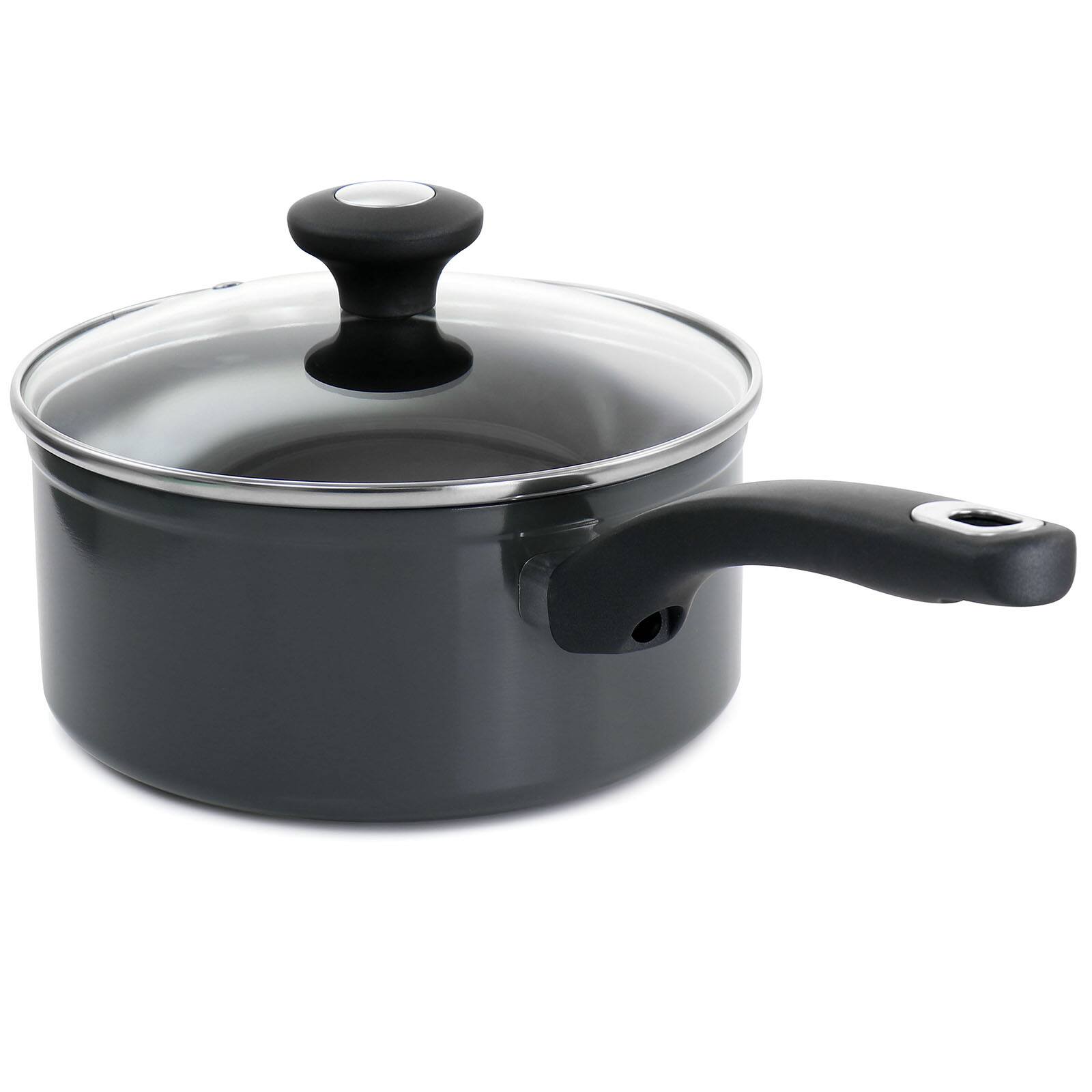 Martha Stewart Everyday 1.6qt. Aluminum Sharkey Gray Saucepan with Lid