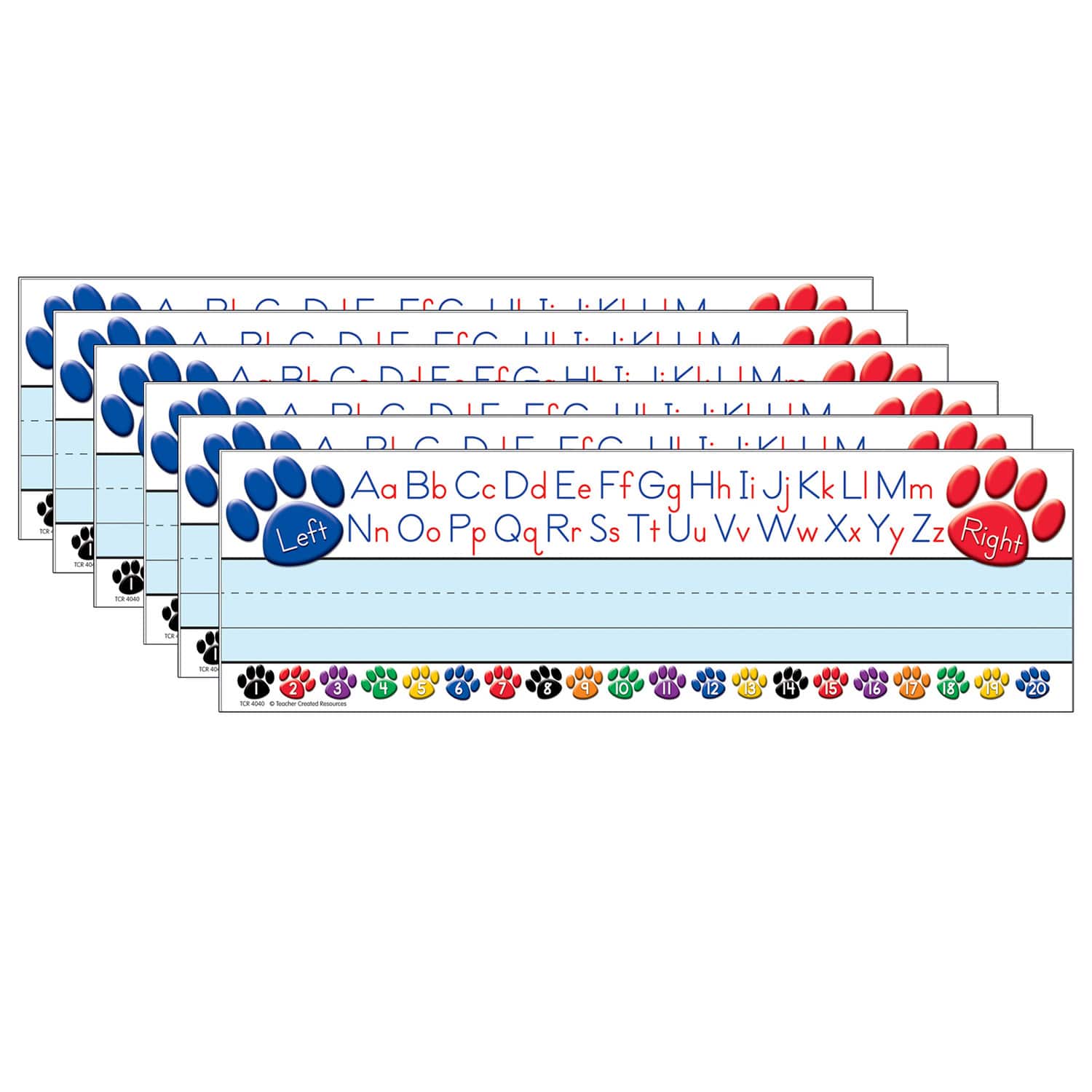 Teacher Created Resources® Colorful Paw Prints Left & Right Alphabet Name Plates, 216ct.