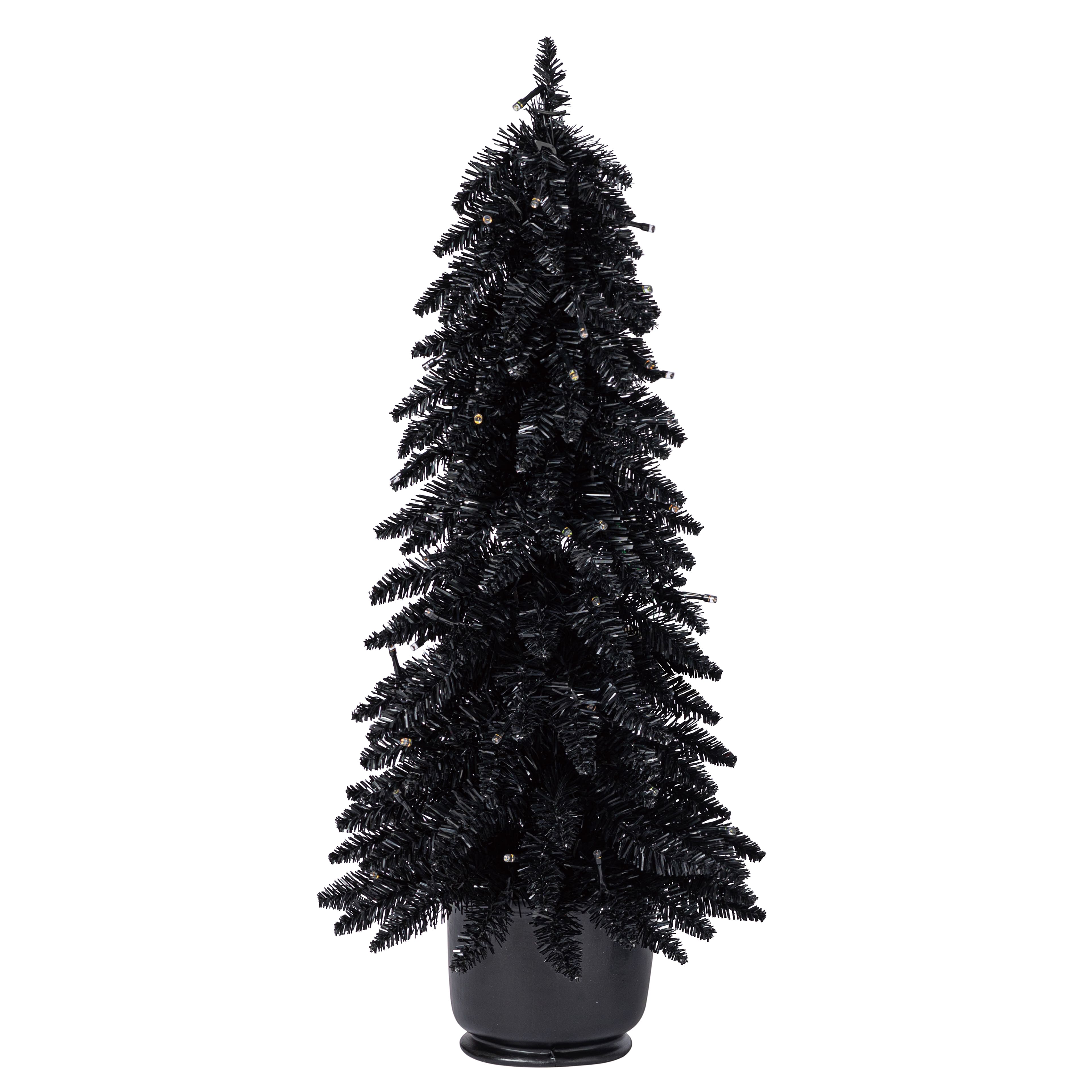 Pre-Lit Black Potted Tinsel Tree