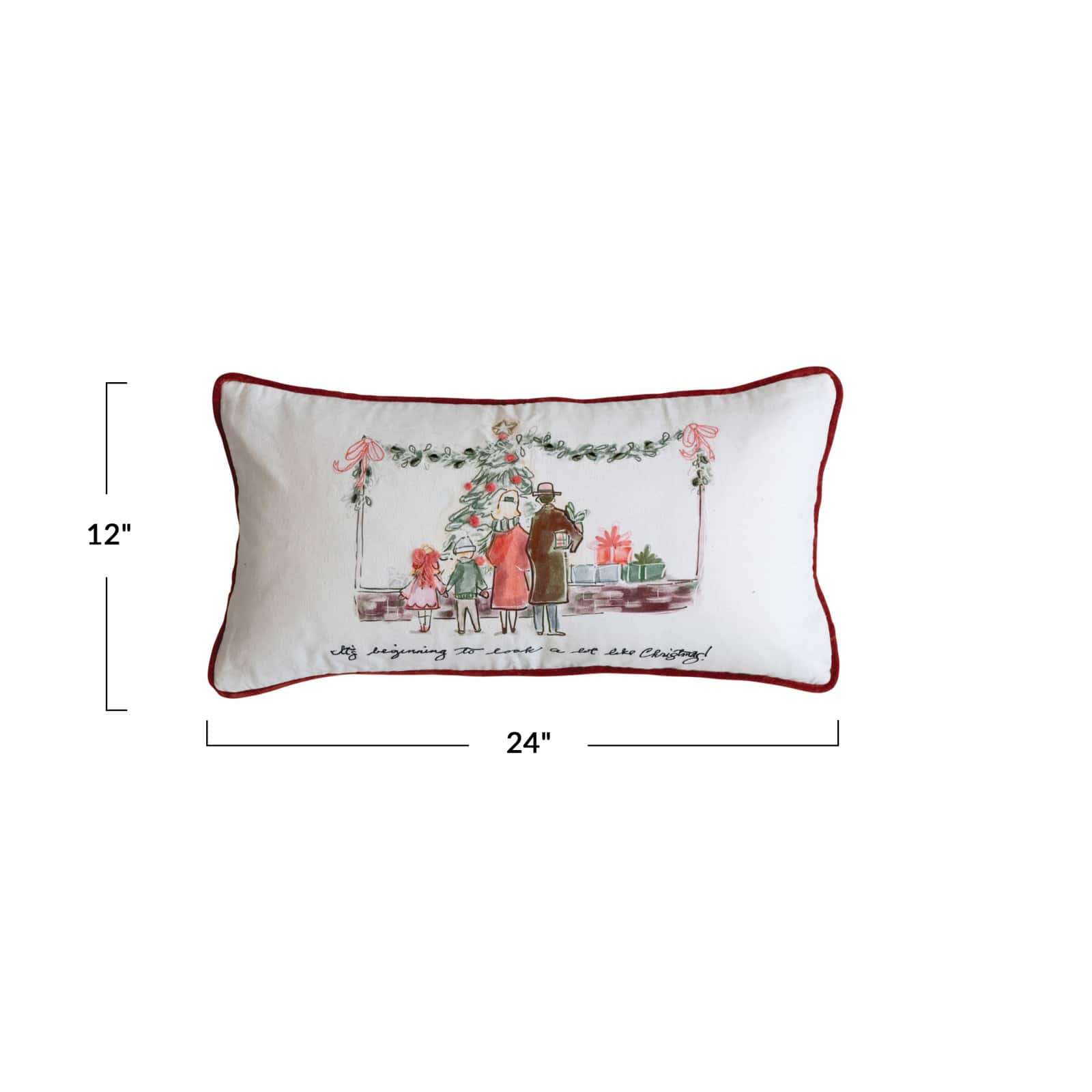 Hello Honey® 24" x 12" Cotton Printed Lumbar Pillow with Family, Piping & Velvet Back