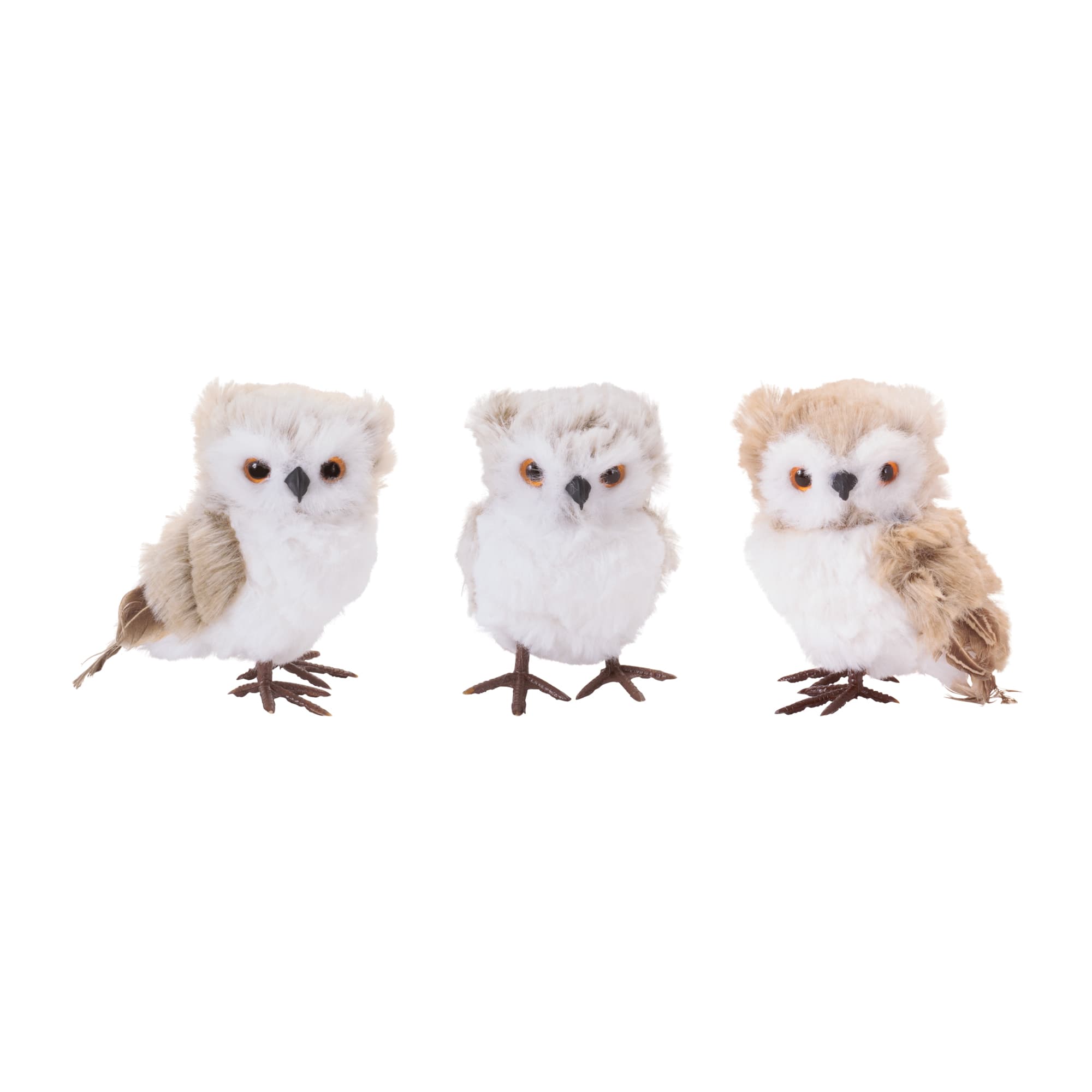 Melrose 4" Faux Fur Owls Shelf Sitter Set