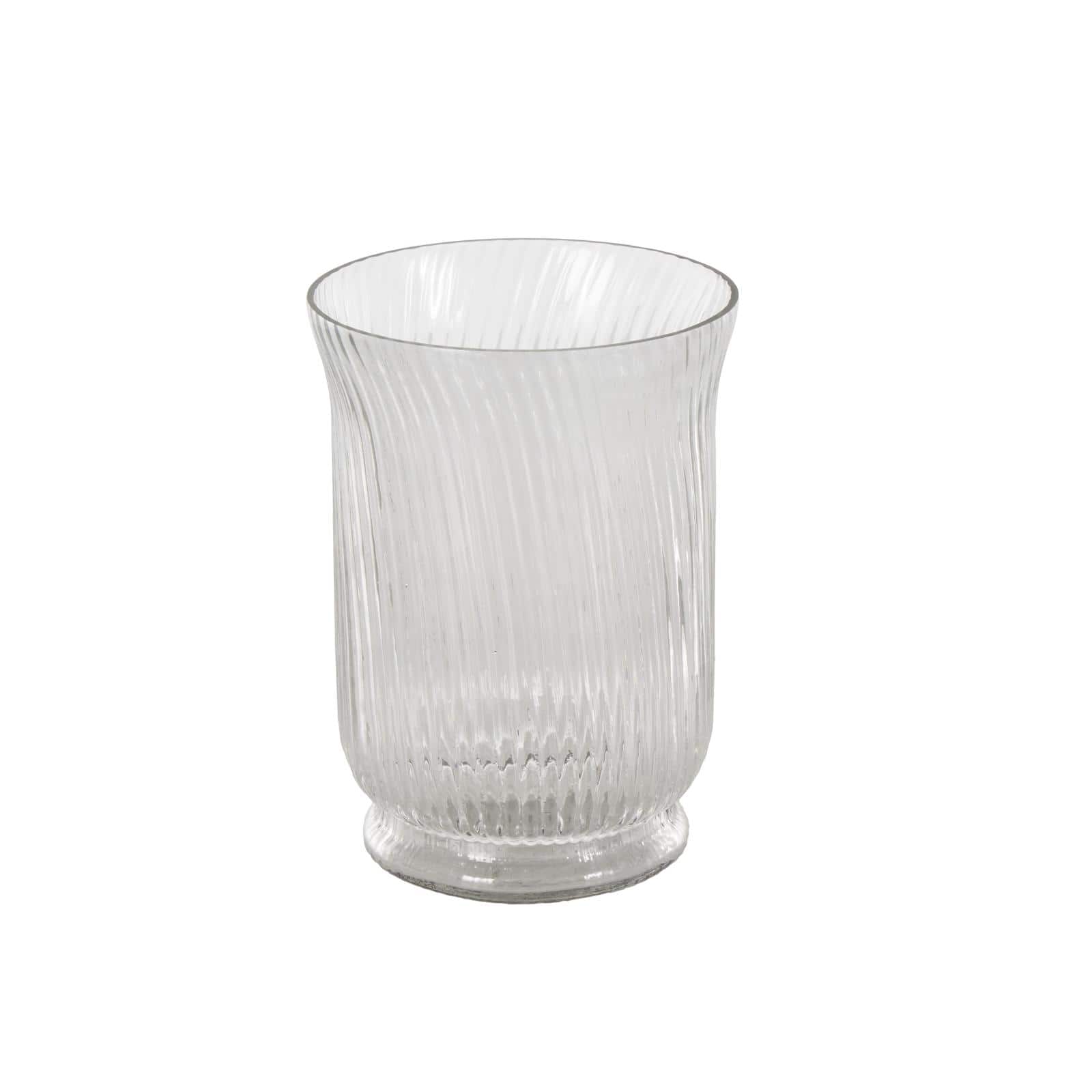 Clear Round Glass Ribbed Fluted Decorative Candle Holder
