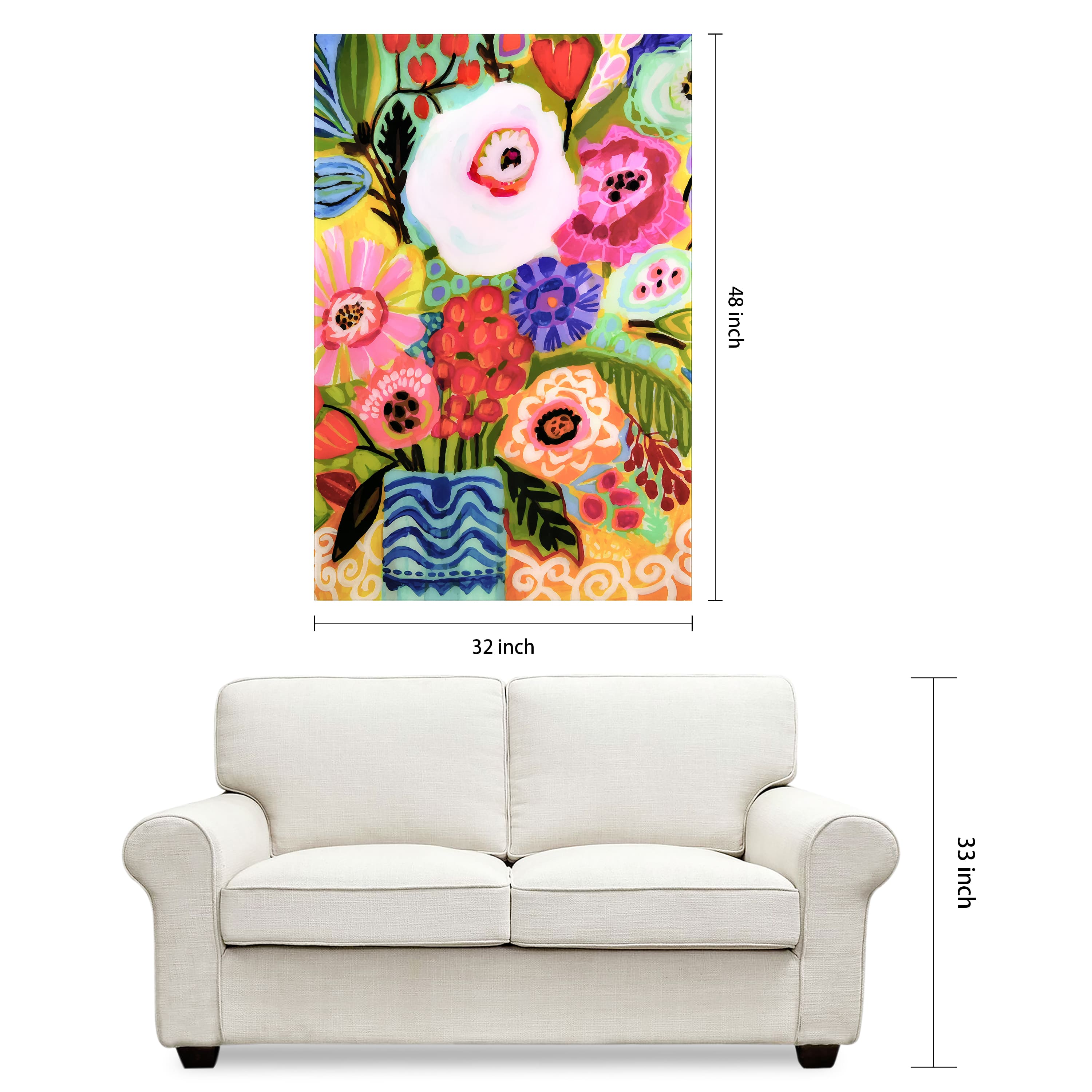 Empire Art Direct 32" x 48" Fresh Flowers in Vase II Frameless Free Floating Tempered Glass Wall Art