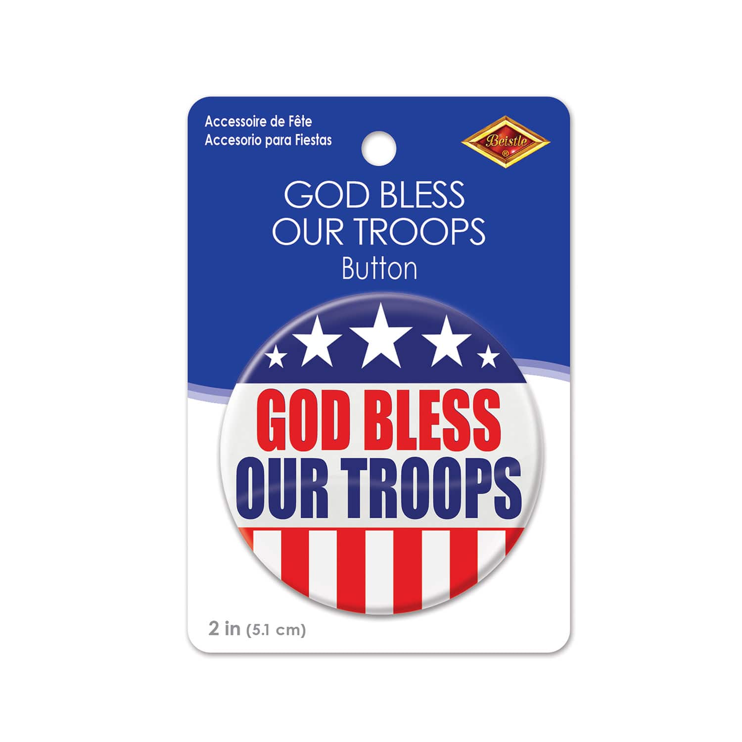 Besitle 2" Red, White & Blue God Bless Our Troops Buttons, 6ct.
