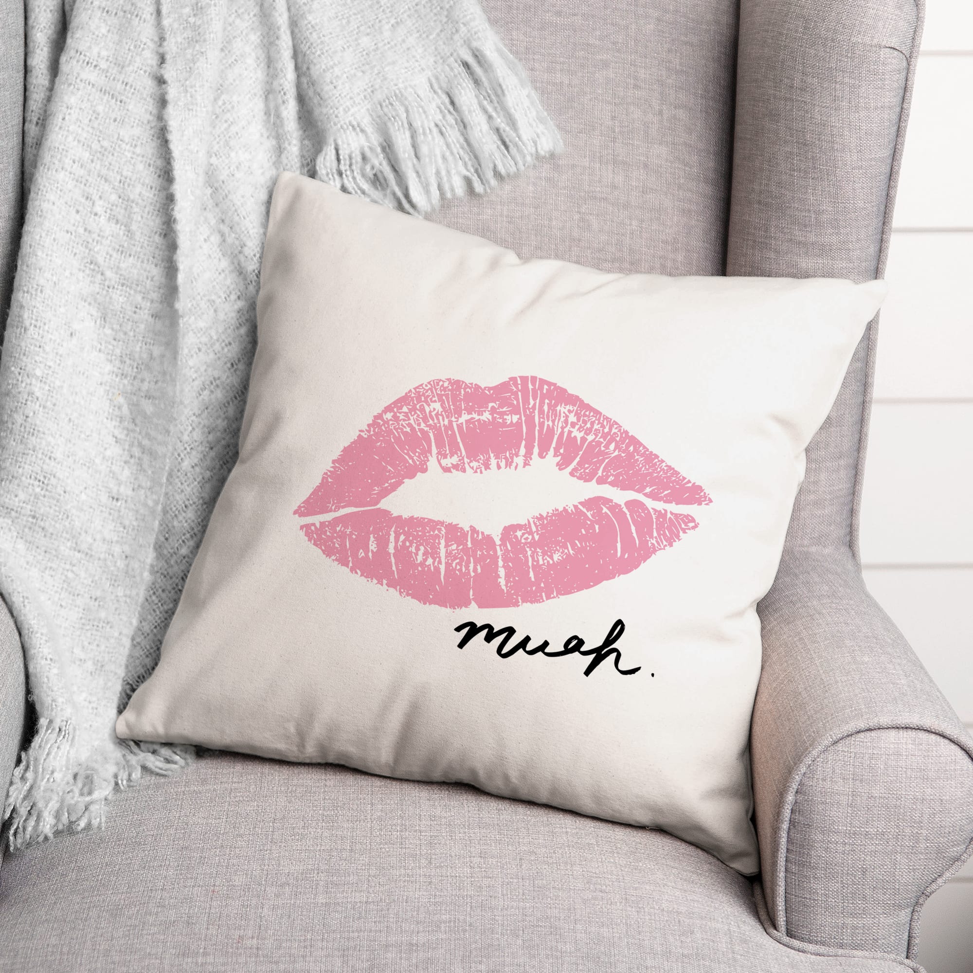 Muah Lips Throw Pillow