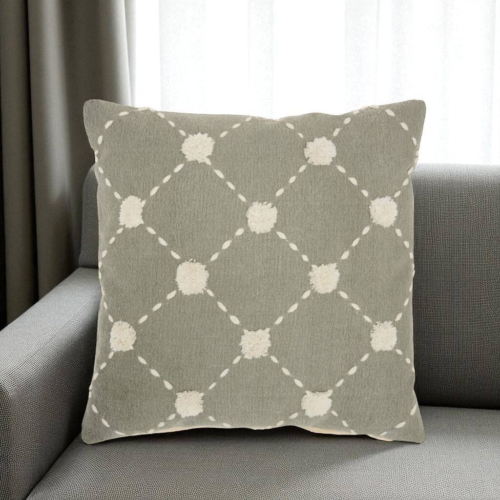 HomeRoots 20" x 20" Glamorous Handcrafted Sage Accent Throw Pillow