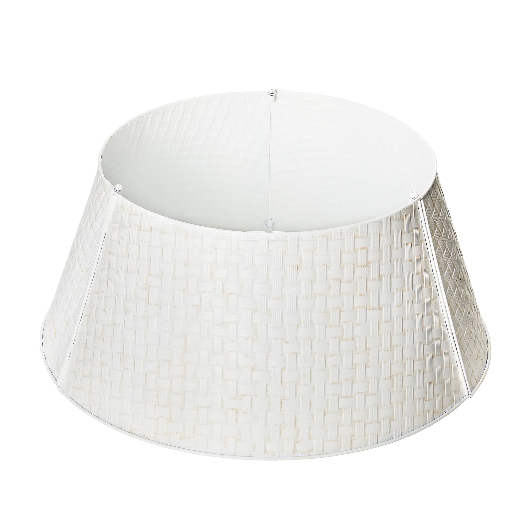 Glitzhome® Washed White 26" Woven Metal Tree Collar