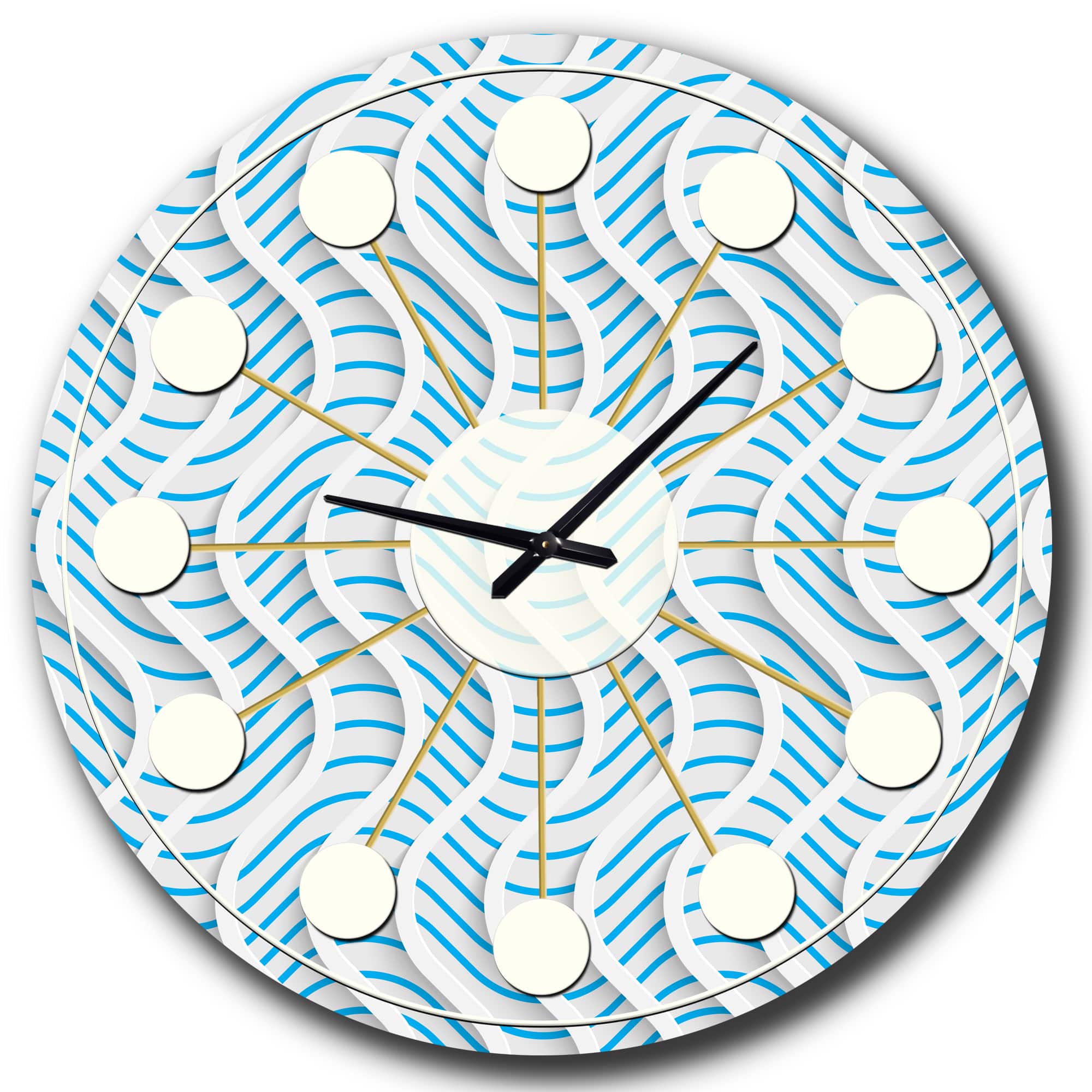 Designart 3D White & Light Blue Pattern II Mid-Century Modern Wall Clock
