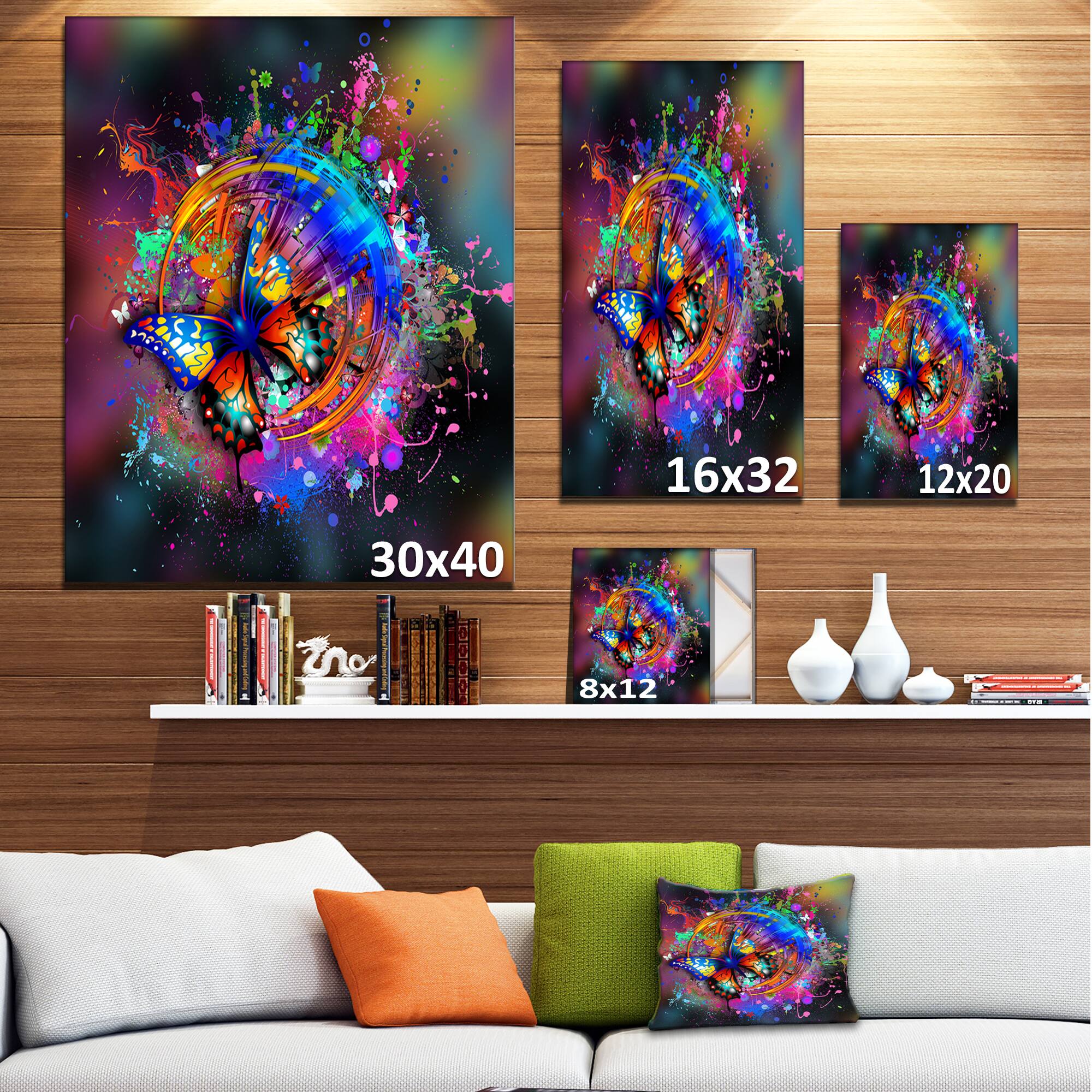 Designart - Butterfly over Abstract Background