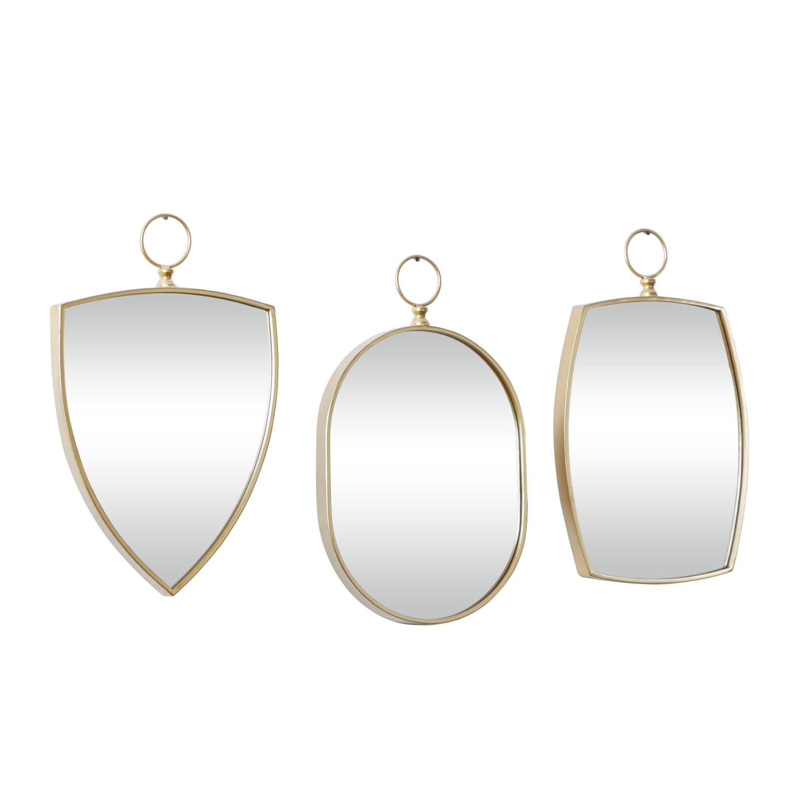 Set of 3 Gold Wood Traditional Wall Mirror 24", 24", 25"