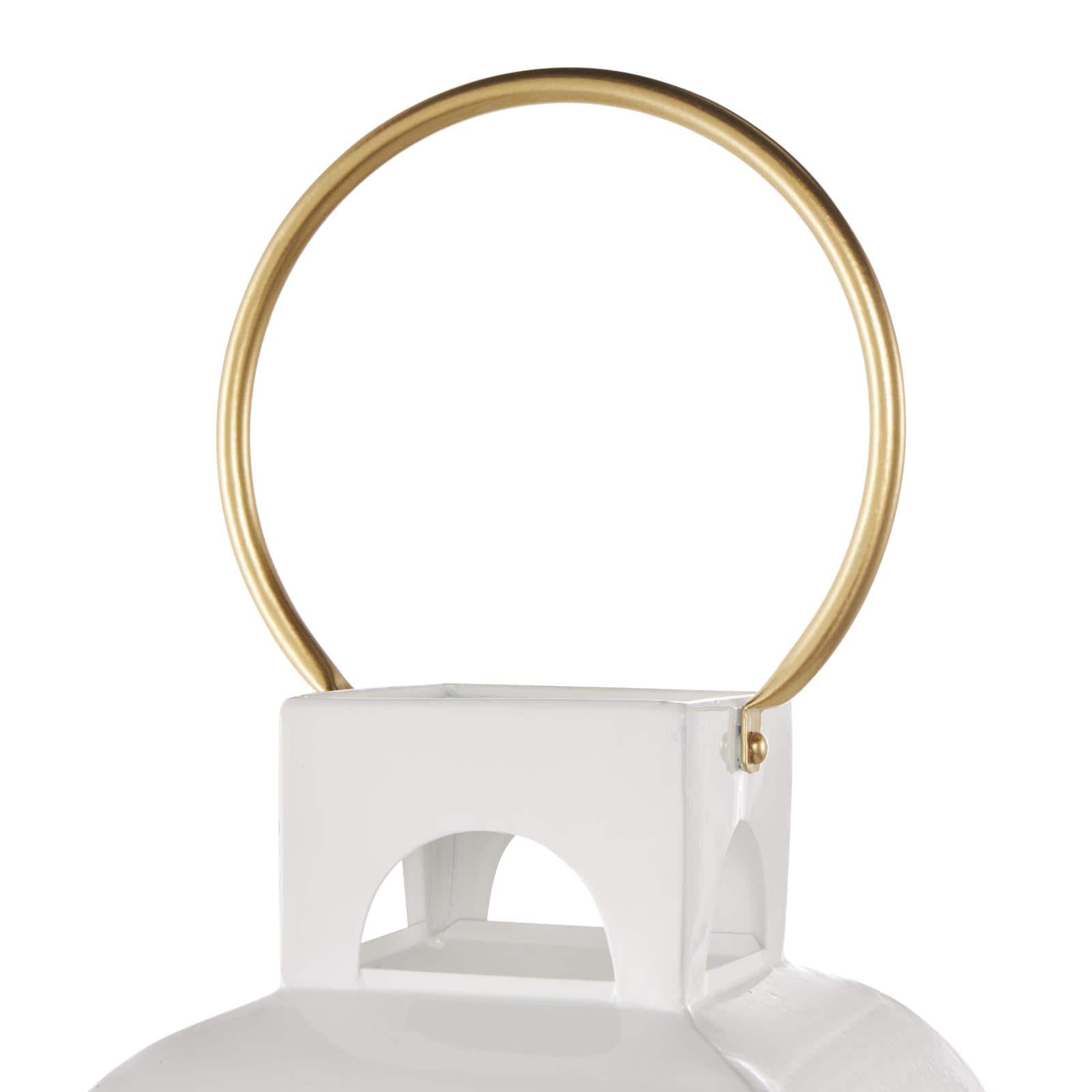 27" White Metal Arched Cutout Candle Lantern