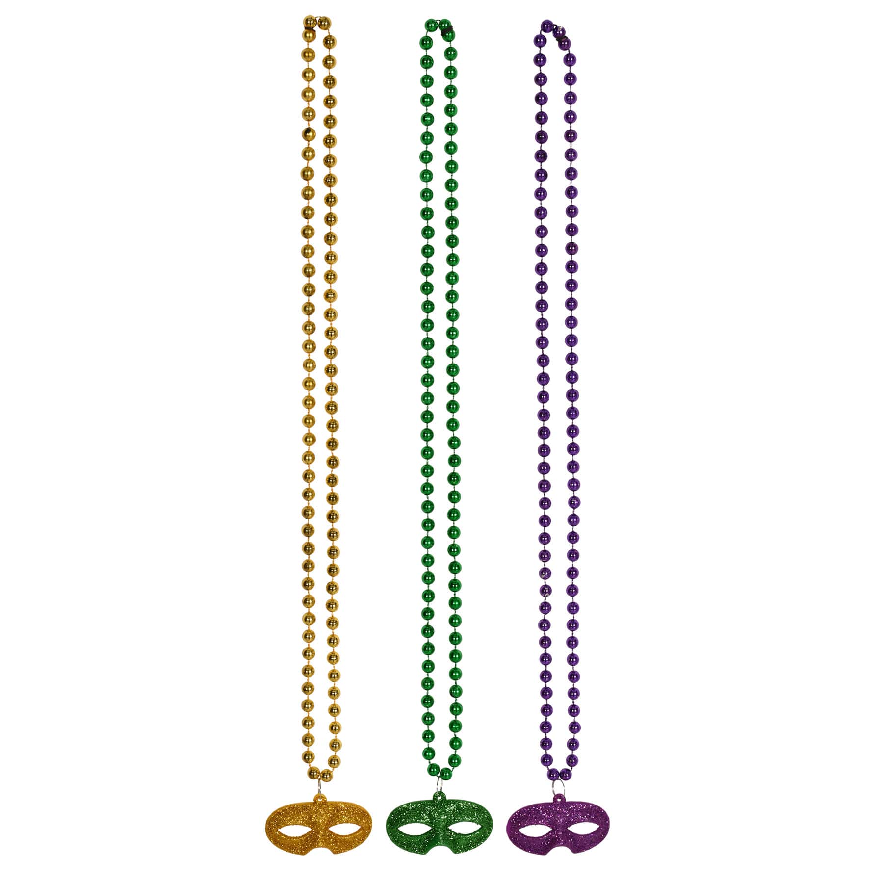 Beistle 33" Beads with Glittered Mask Medallions, 6ct.